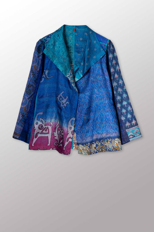 VINTAGE SILK KANTHA SHORT JKT - sv2007-0068m -