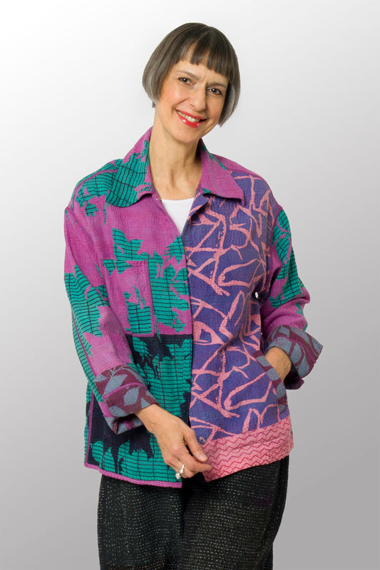 VINTAGE COTTON KANTHA WORKERS JACKET - cv2085-0001s -