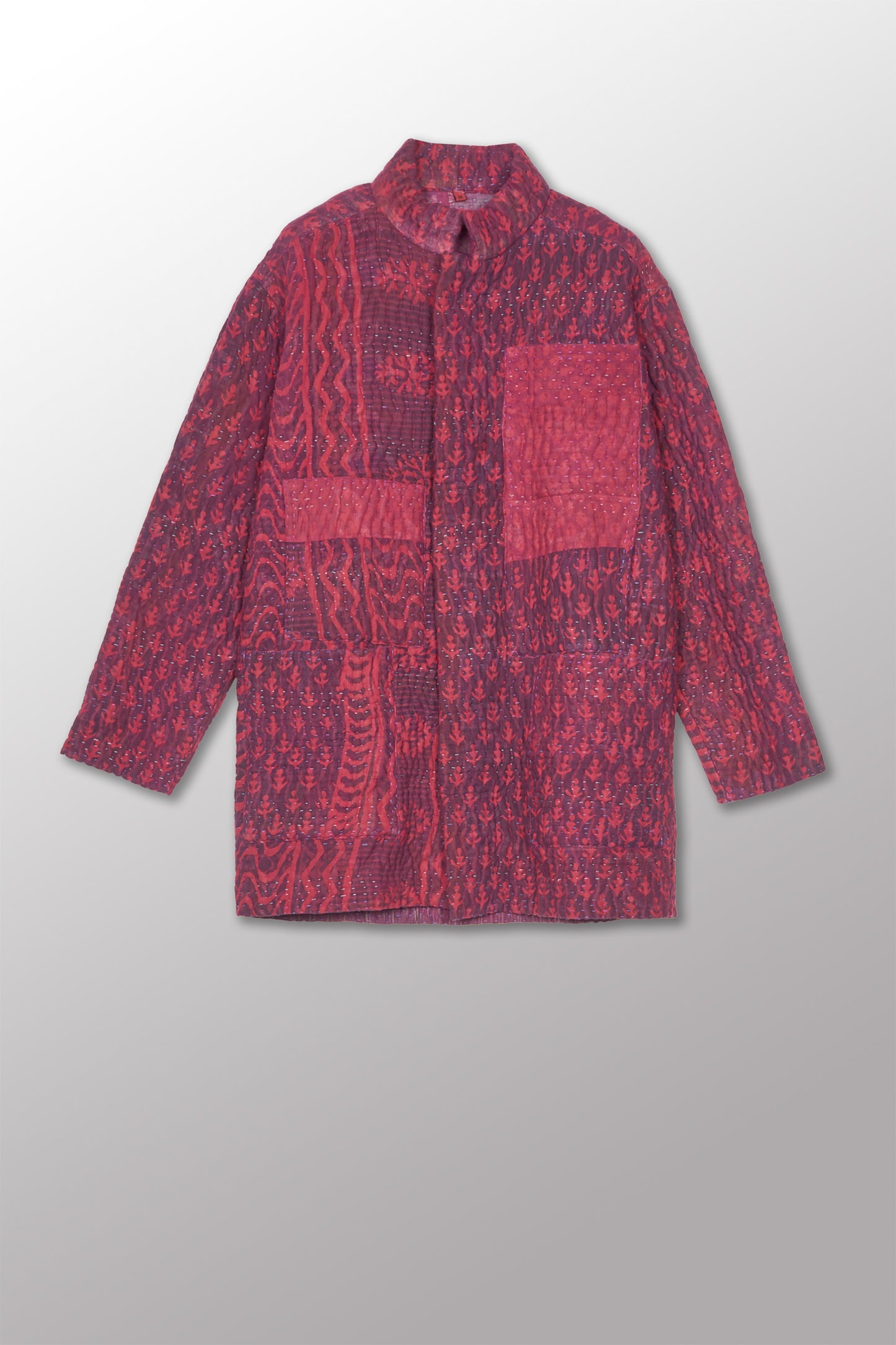 QUILTED OVERDYE COTTON KANTHA MEN'S JACKET - oq5041-cred001m -