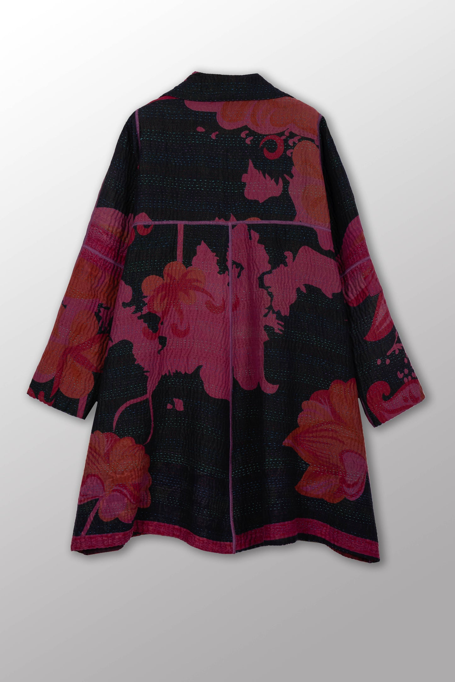 COTTON OVERDYE KANTHA A-LINE DUSTER - ov4311-cred002a -