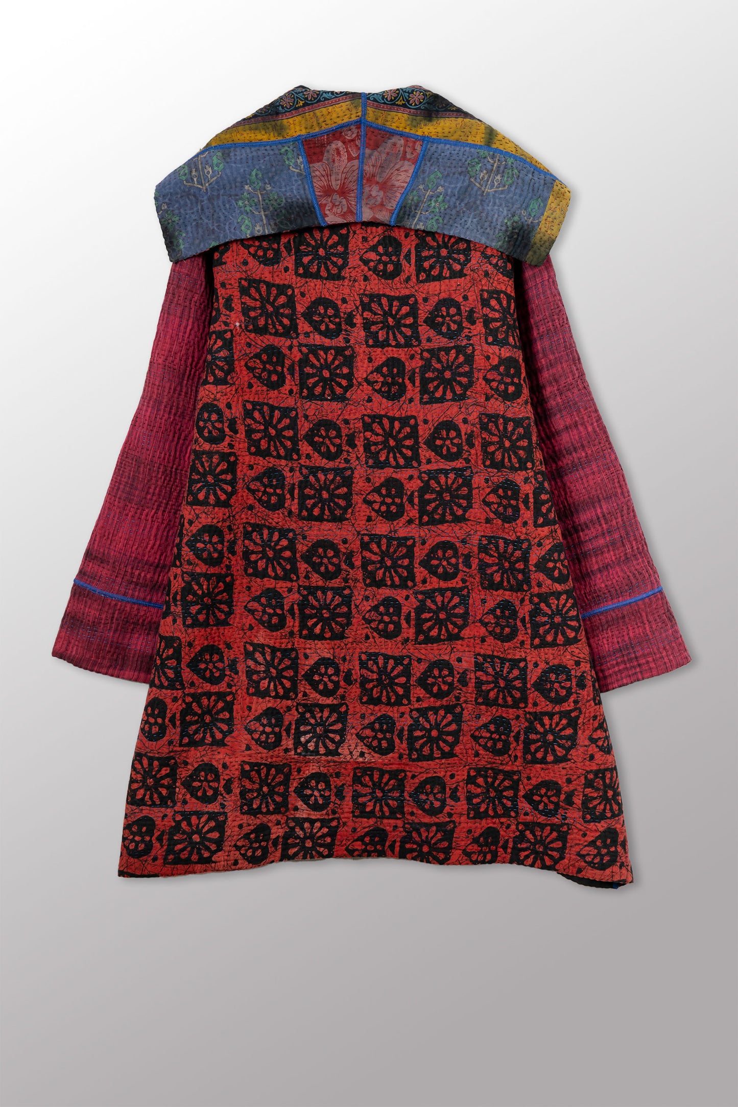 VINTAGE COTTON KANTHA POCKET MEDIUM COAT - cv4316-0053m -