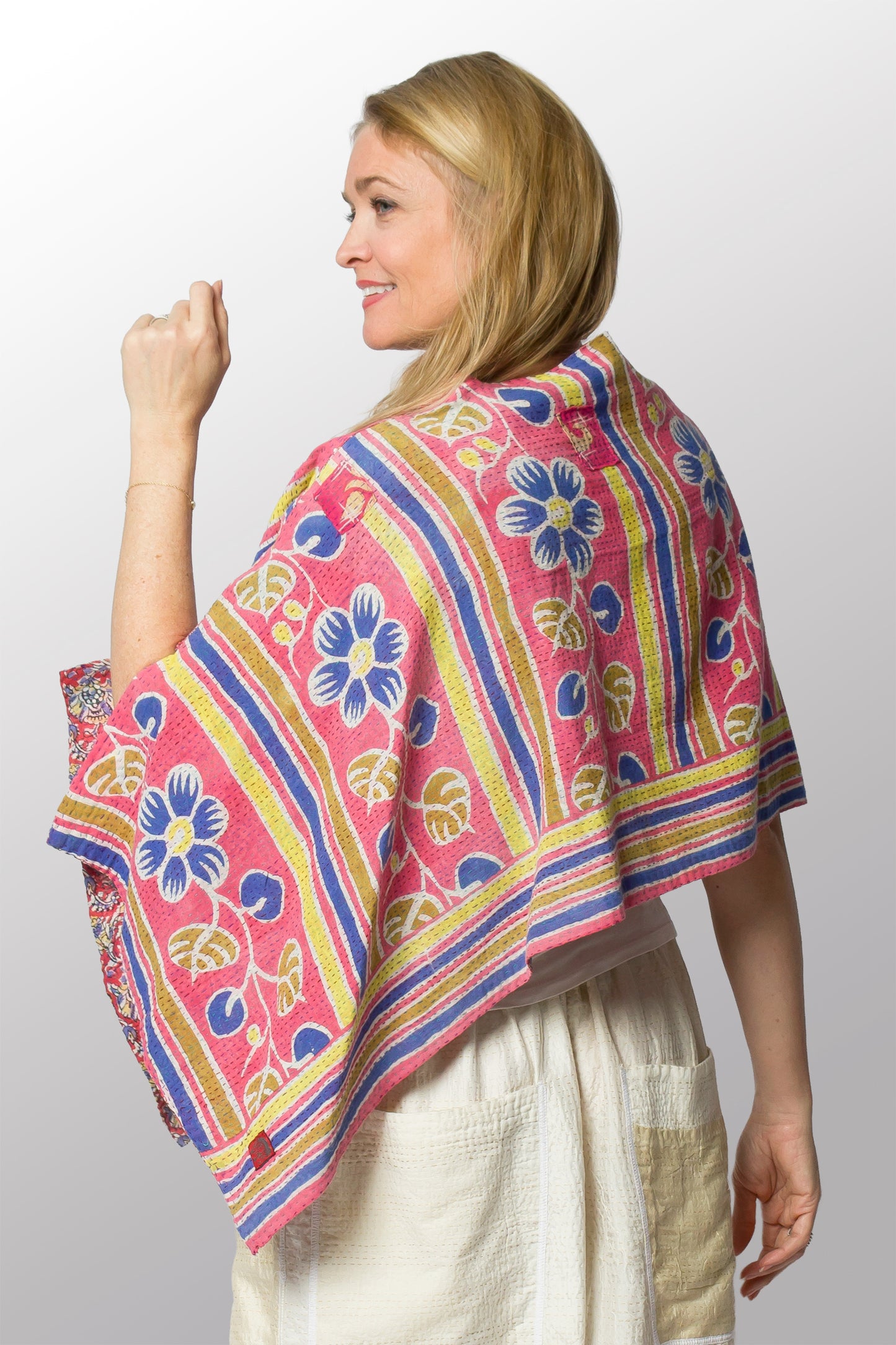 VINTAGE COTTON KANTHA CAPE