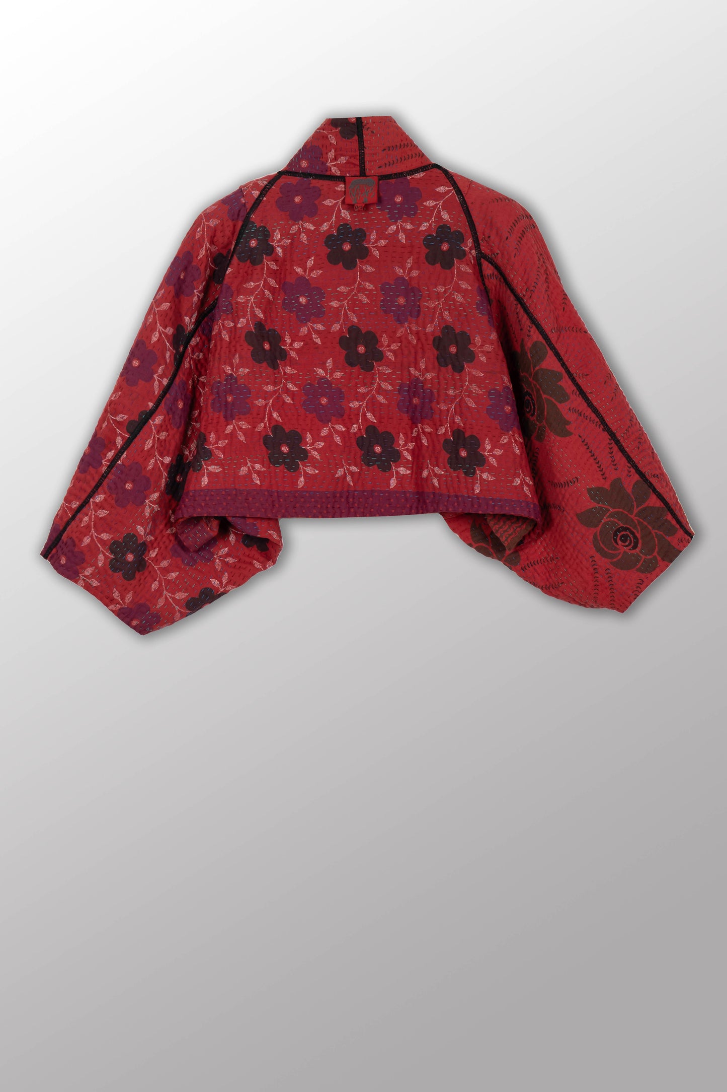 COTTON OVERDYE KANTHA PUFF SLV. SHRUG - ov4062-corg002a -