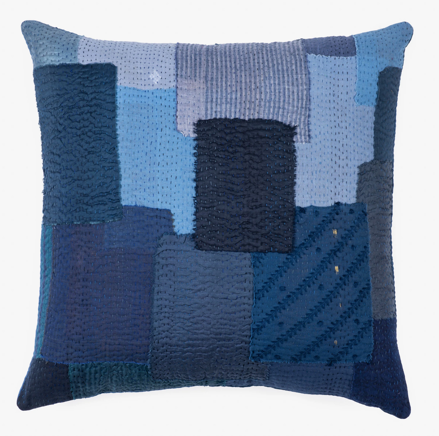 Landscape Handmade Vintage Kantha Pillow Sham -Navy -