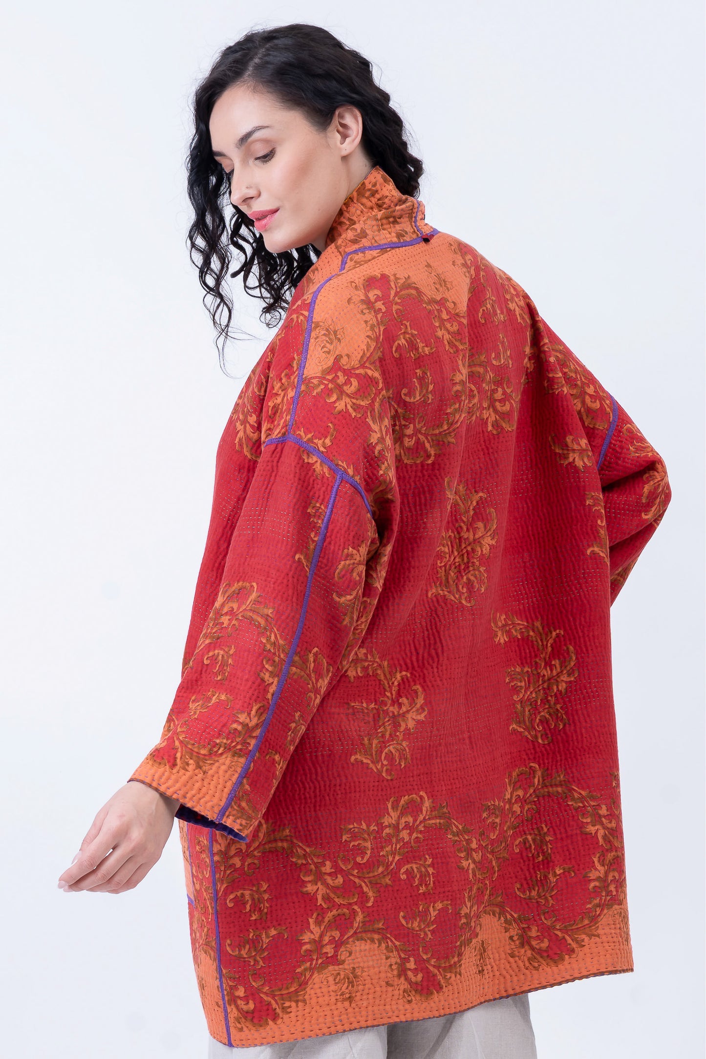VINTAGE COTTON KANTHA HAORI JKT - cv4068-0019a -