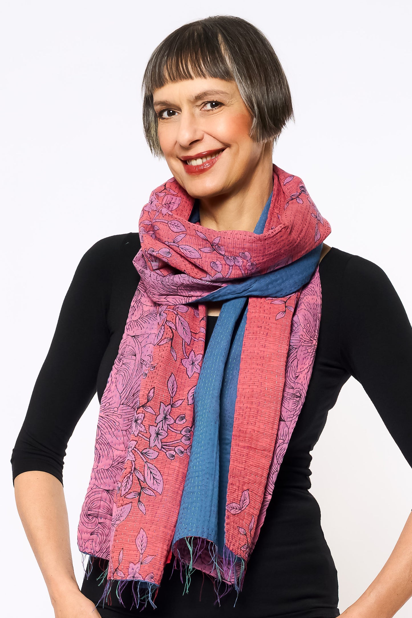 VINTAGE COTTON KANTHA SCARF STANDARD - cv2801-0057a -