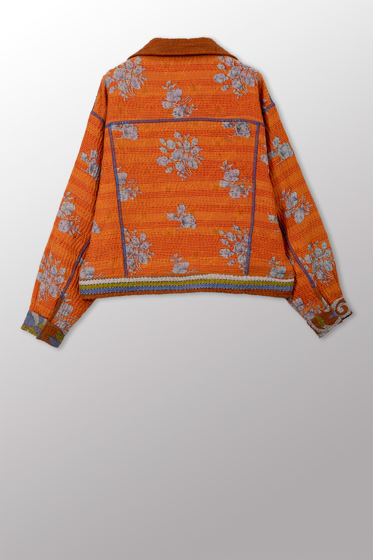 VINTAGE COTTON KANTHA OVERSIZED TRUCKER JACKET - cv4j107-0002s -