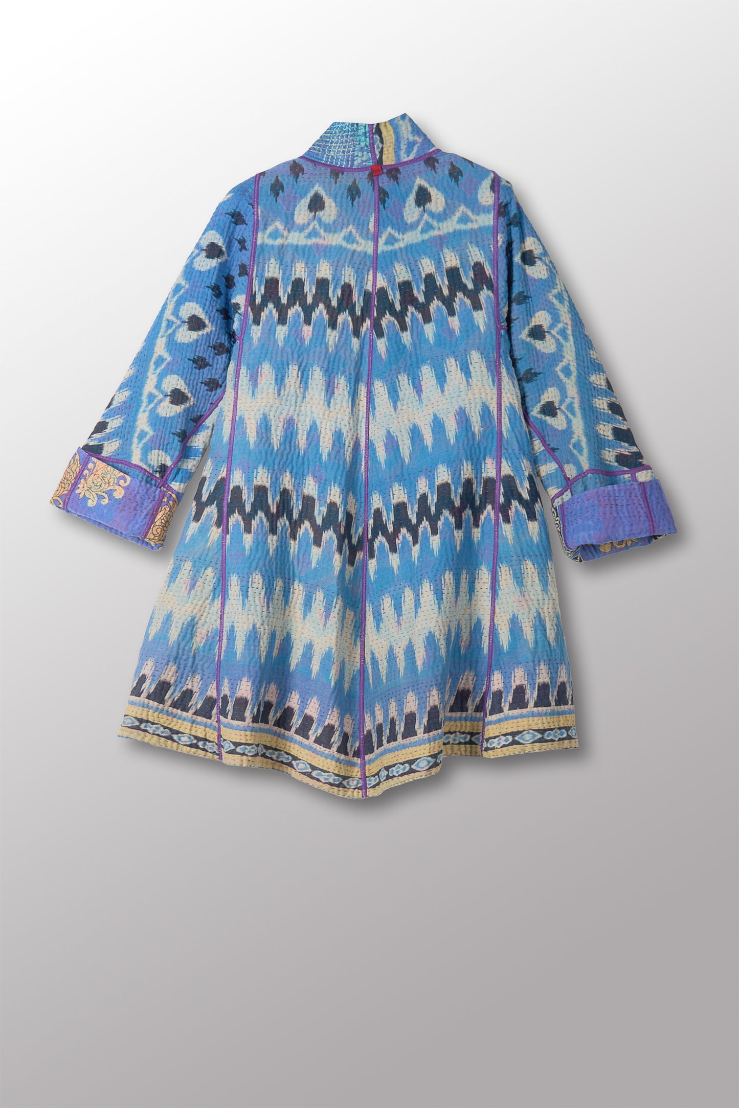 VINTAGE COTTON KANTHA FLARE LONG JACKET - cv4021-0053s -