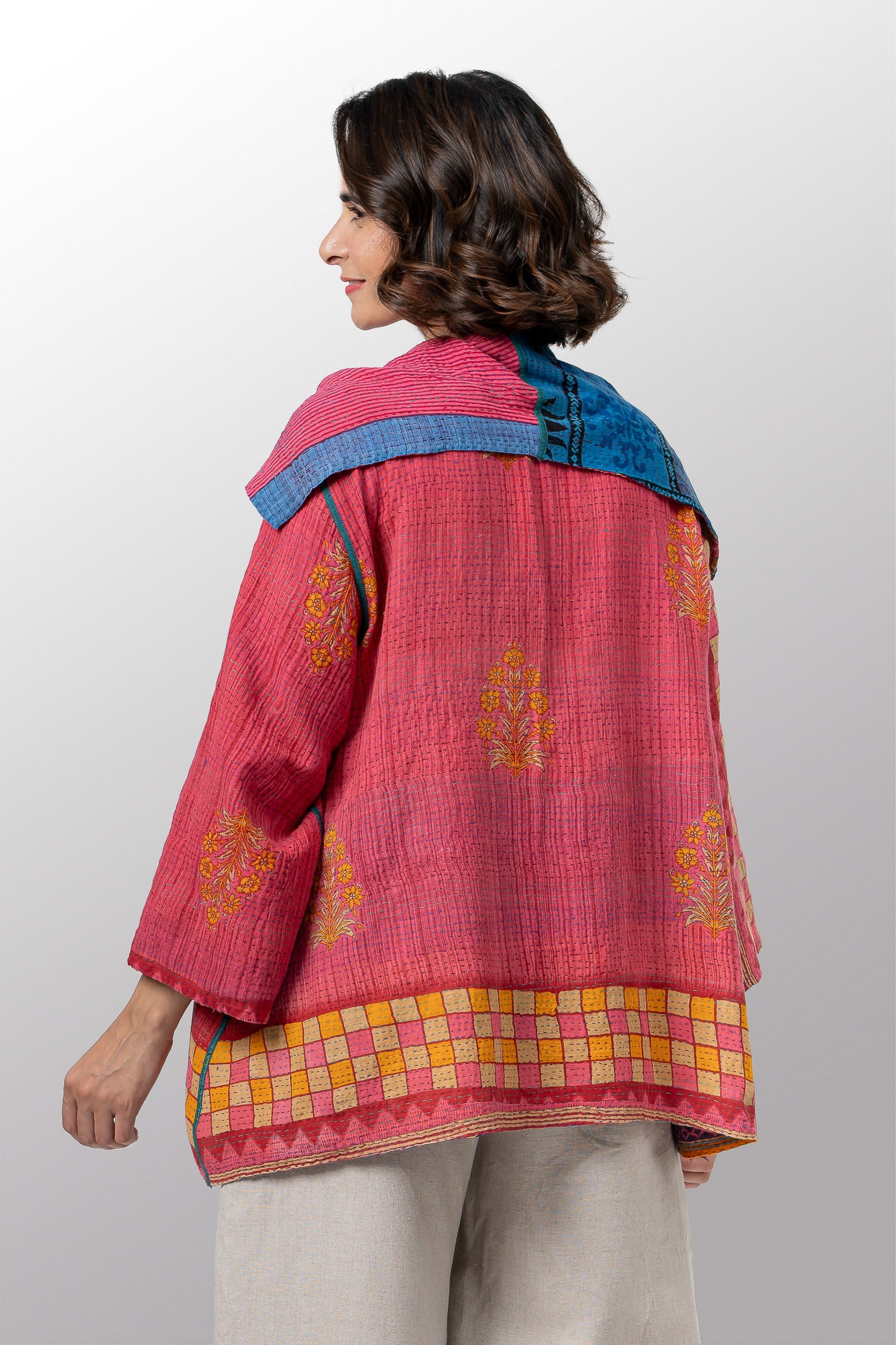 VINTAGE COTTON KANTHA FLARE JKT - cv2010-0067a -