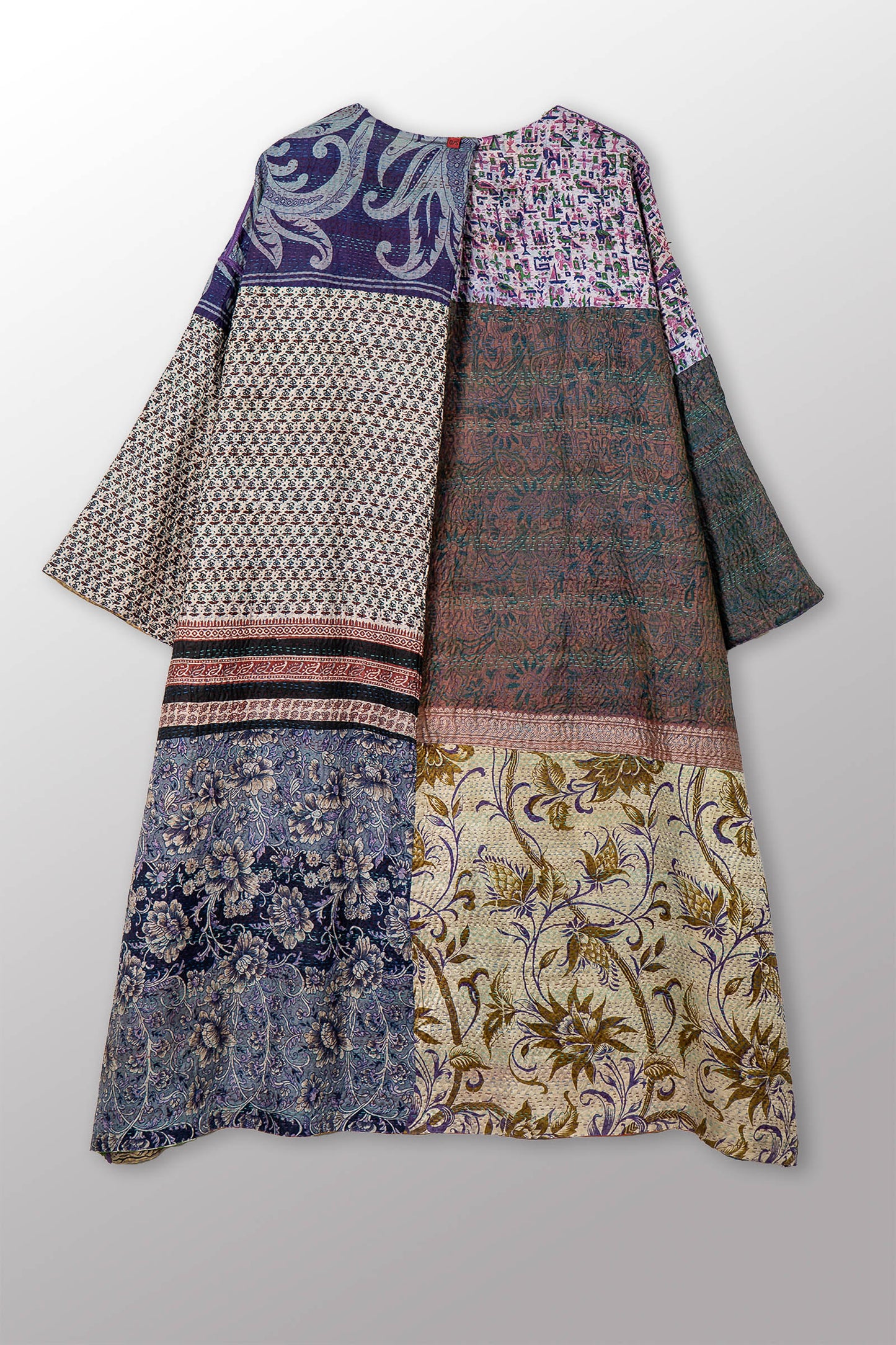 VINTAGE SILK KANTHA LONG DUSTER - sv2328-0015a -