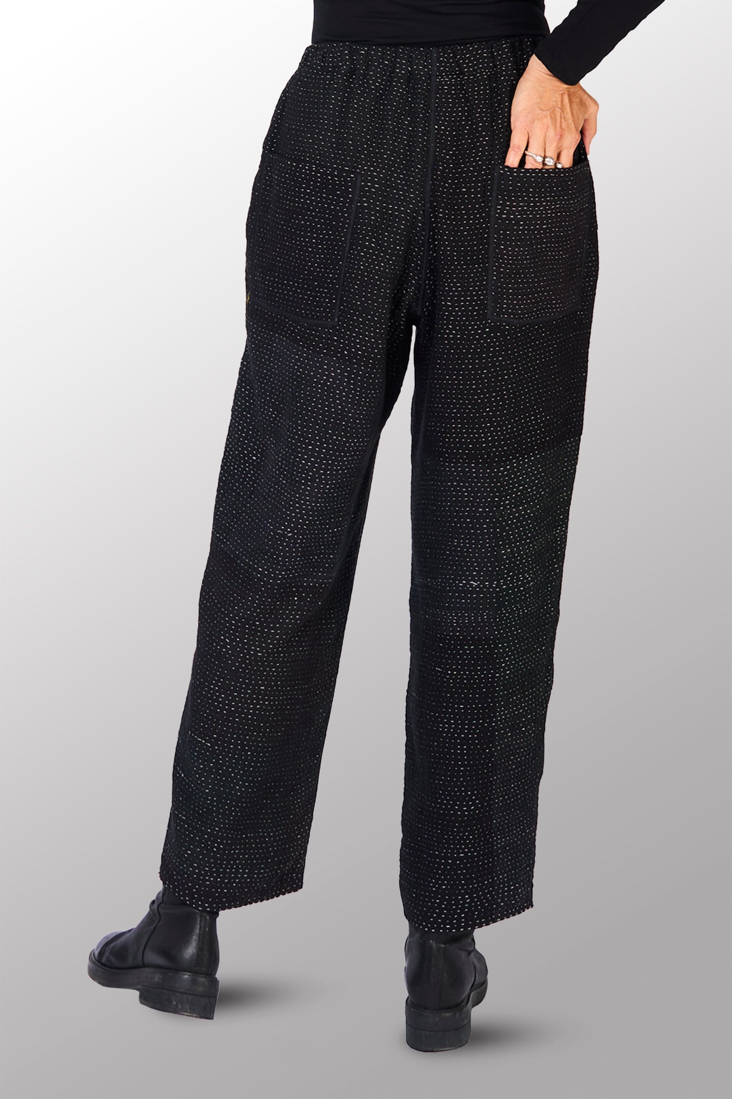 MUJI PATCH KANTHA STRAIGHT PANTS - mp4664-biy -