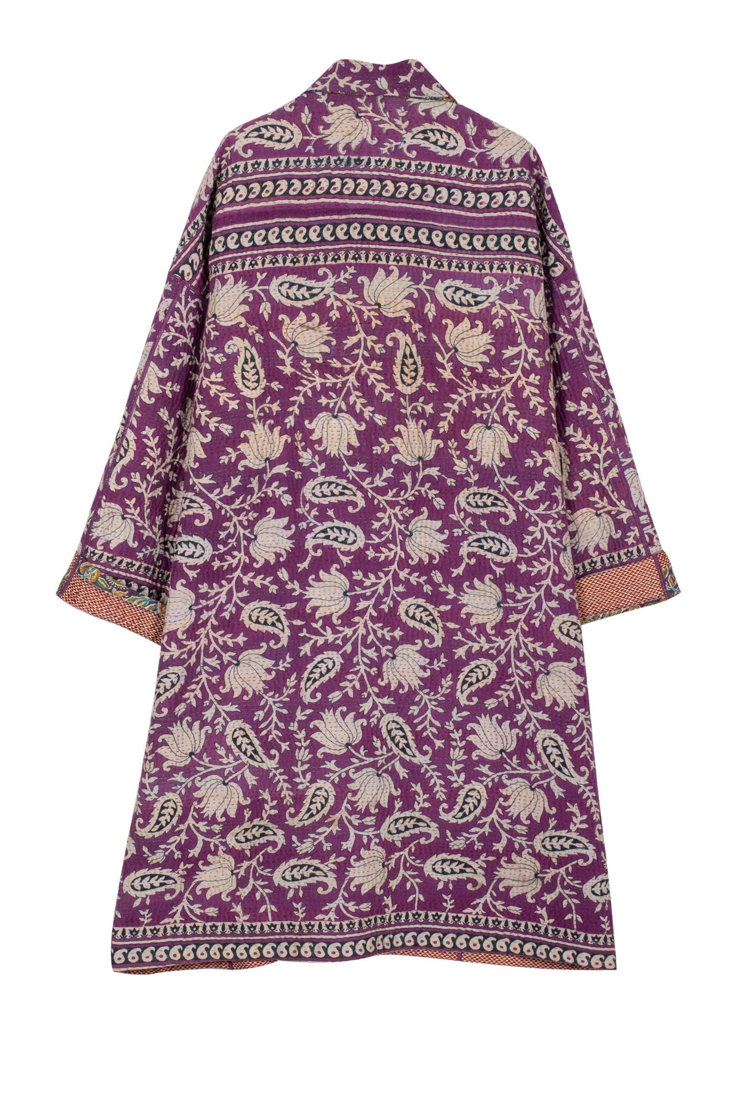 VINTAGE COTTON KANTHA OVERSIZED MEDIUM COAT - cv4331-0001a -