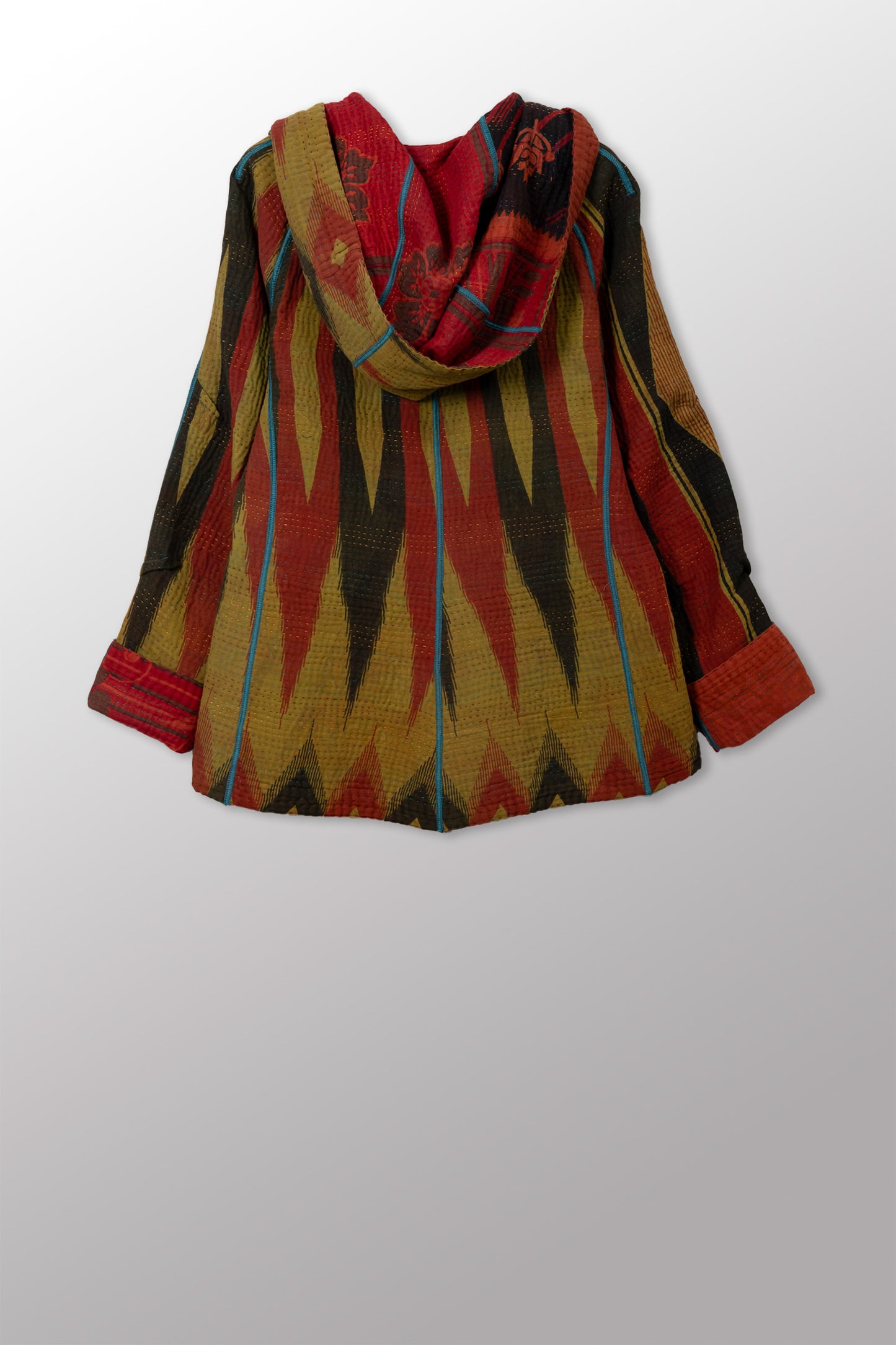 COTTON OVERDYE KANTHA HOODIE JACKET - ov4036-cgrn001m -