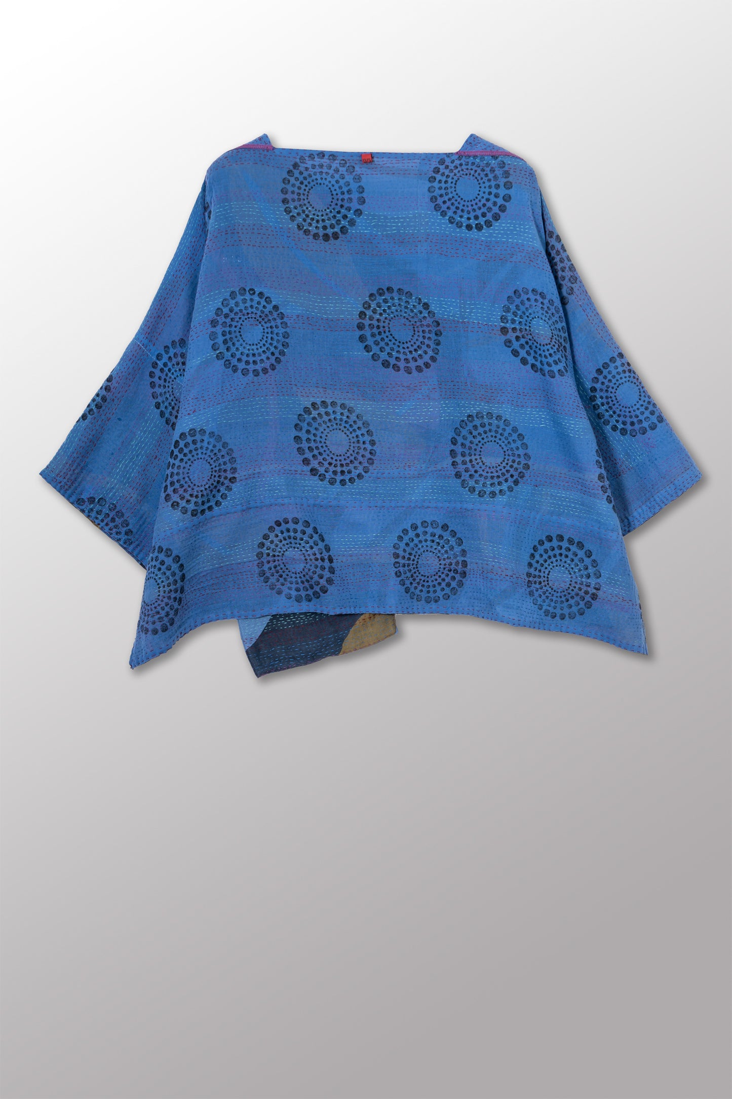 VINTAGE COTTON & NEW VOILE KANTHA 3/4 SLV. CROP TOP MIO - cn2538-0003a -