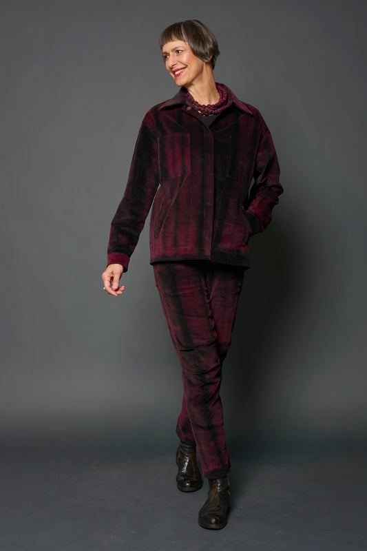 CORDUROY SHIBORI TIE DYE WORKERS JACKET - co1085-blk -