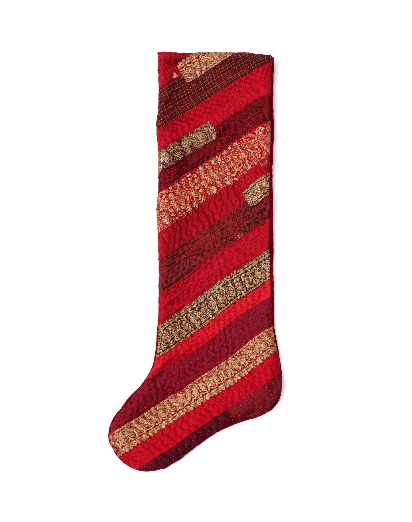 Jewel Striped Hand Made Christmas Stockings-Red