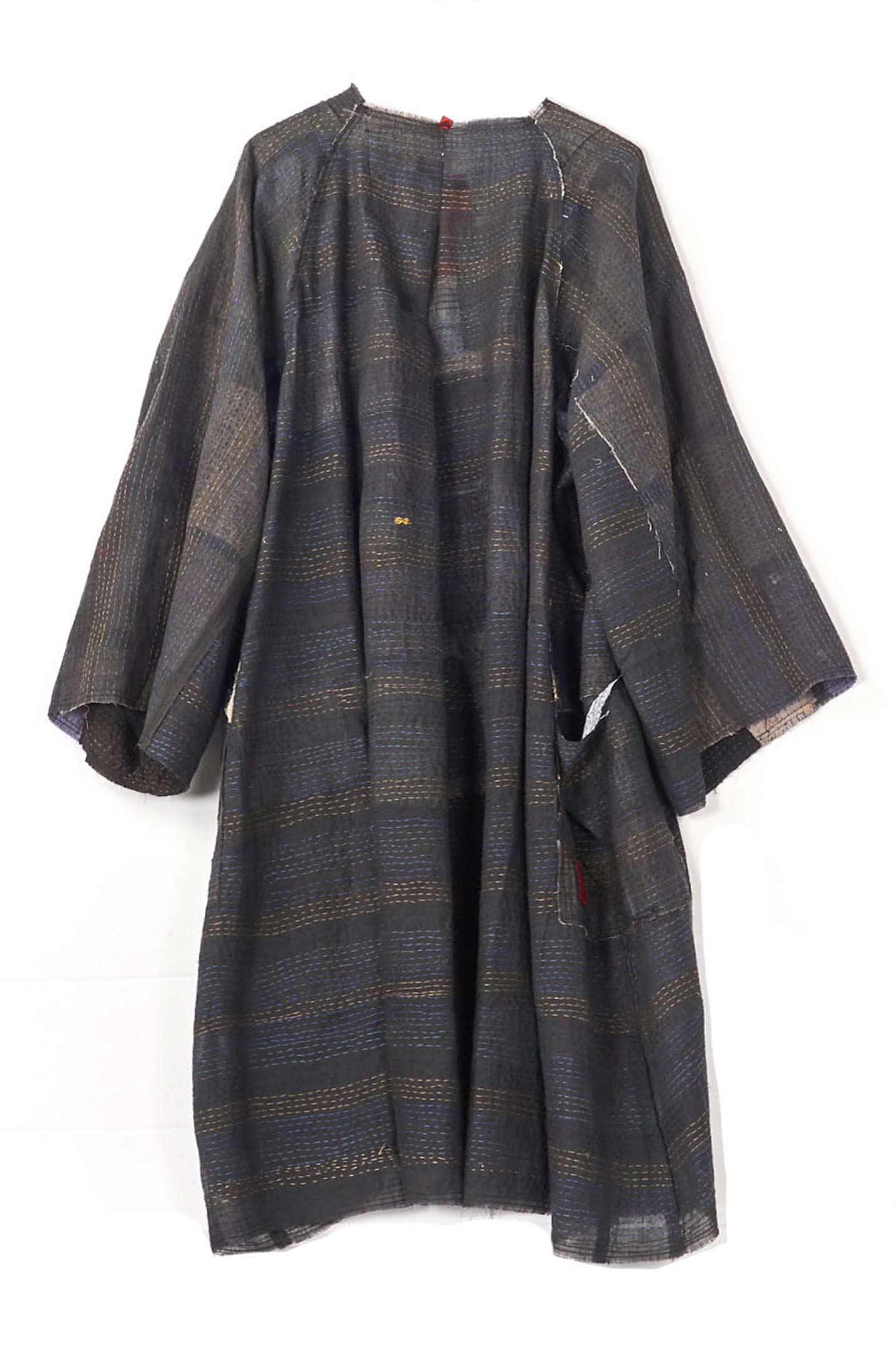 TONAL TILE PATCH KANTHA KIMONO DUSTER - tt2317-gry -