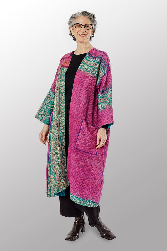 COTTON OVERDYE KANTHA LONG DUSTER - ov4328-ctel001a -