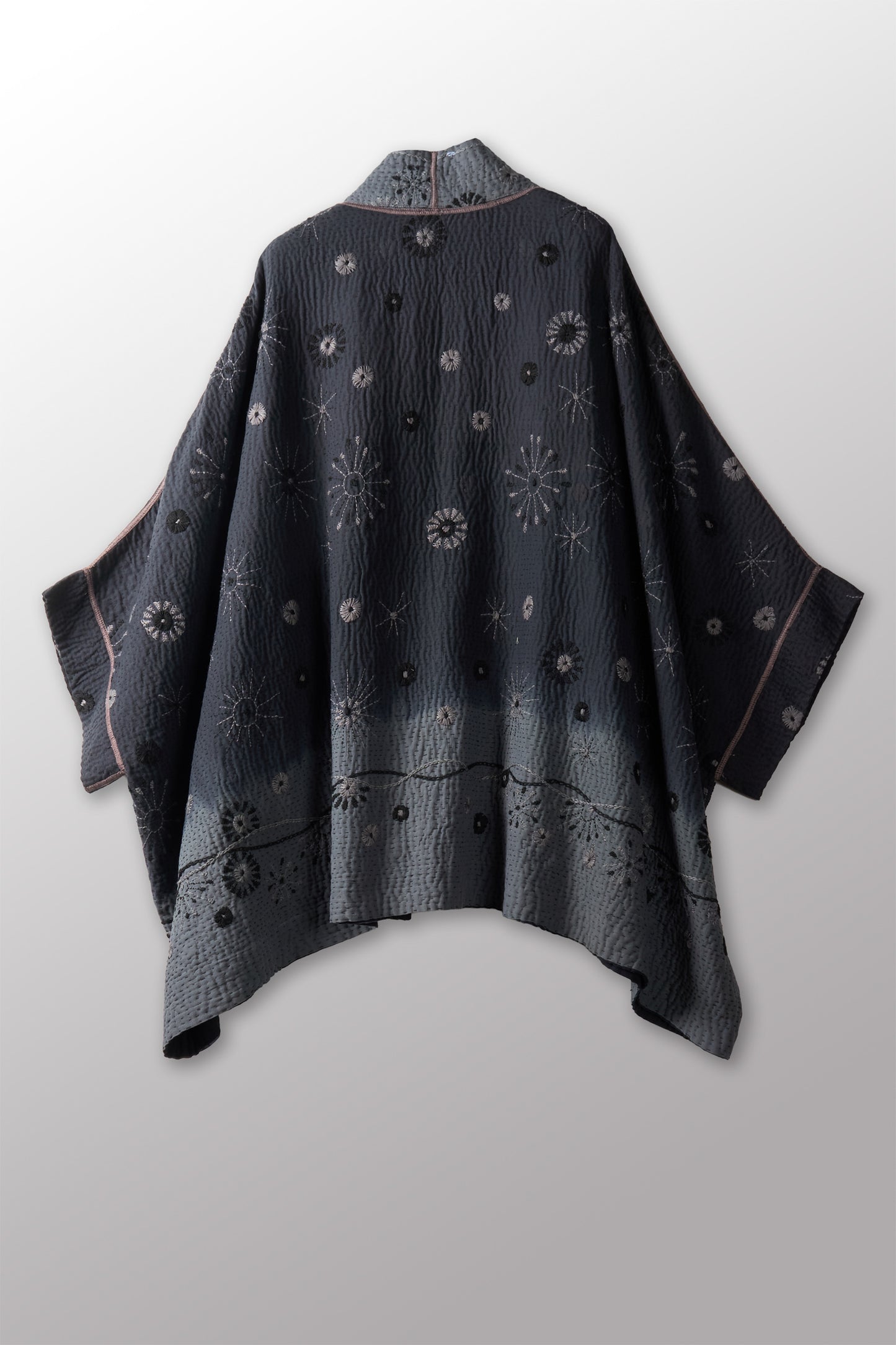 OMBRE SUN RALLI FIREWORKS KANTHA DOUBLE COLLAR PONCHO - of4323-gry -