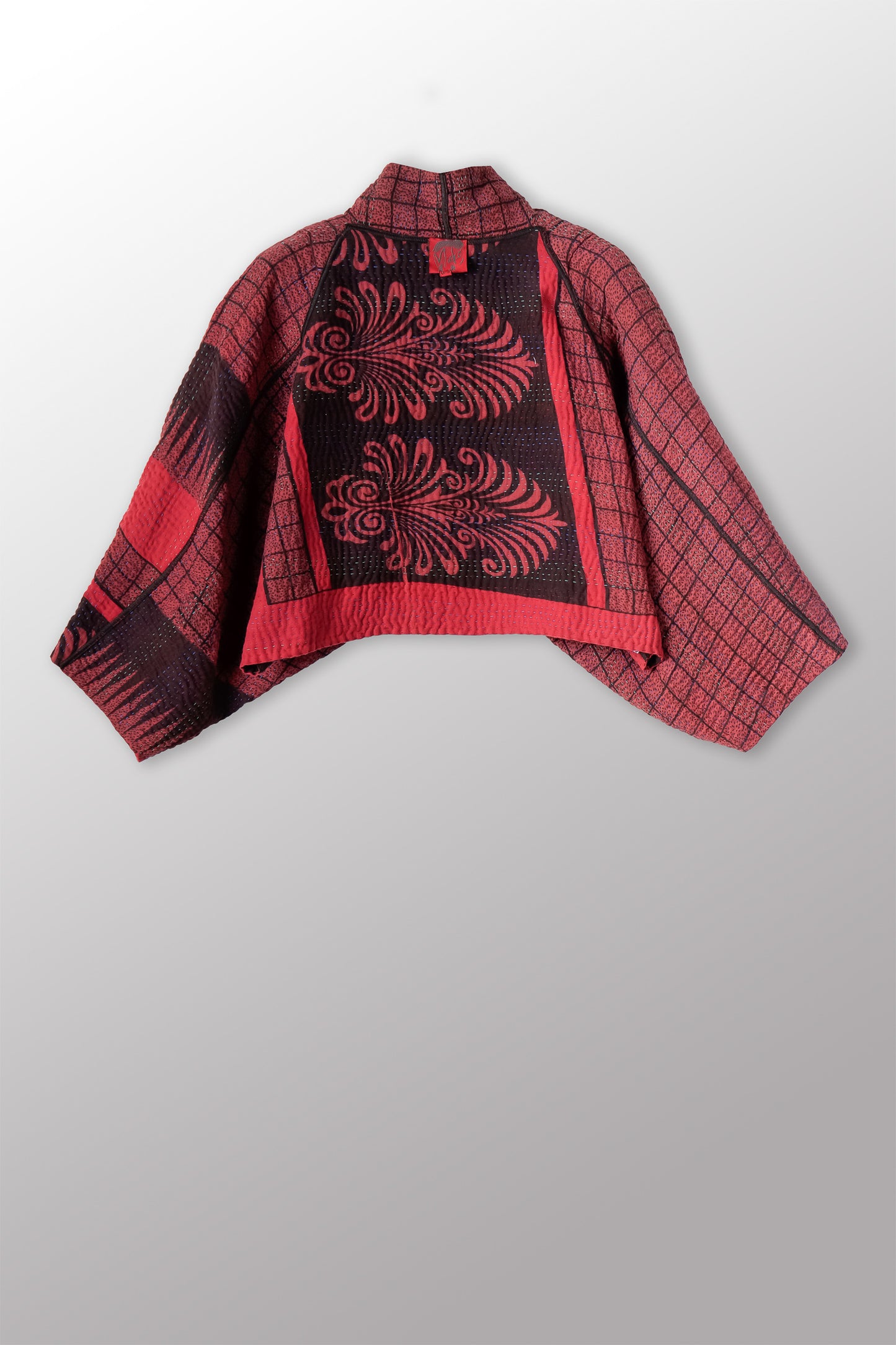 COTTON OVERDYE KANTHA PUFF SLV. SHRUG - ov4062-cred009a -