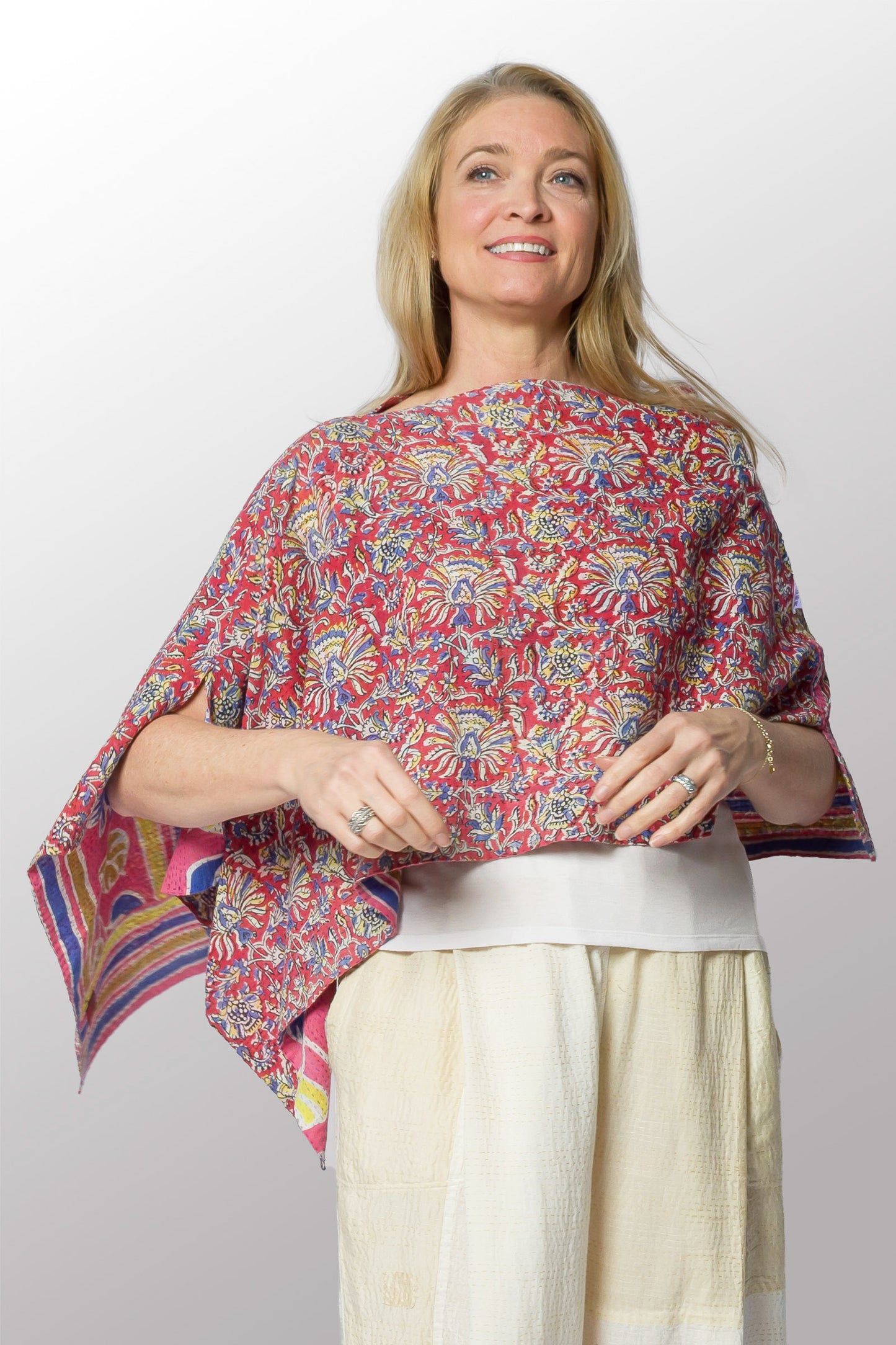 VINTAGE COTTON KANTHA CAPE