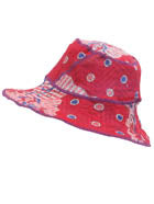 VINTAGE COTTON KANTHA CIRCULAR CUT BRIM HAT - cv2882-red -