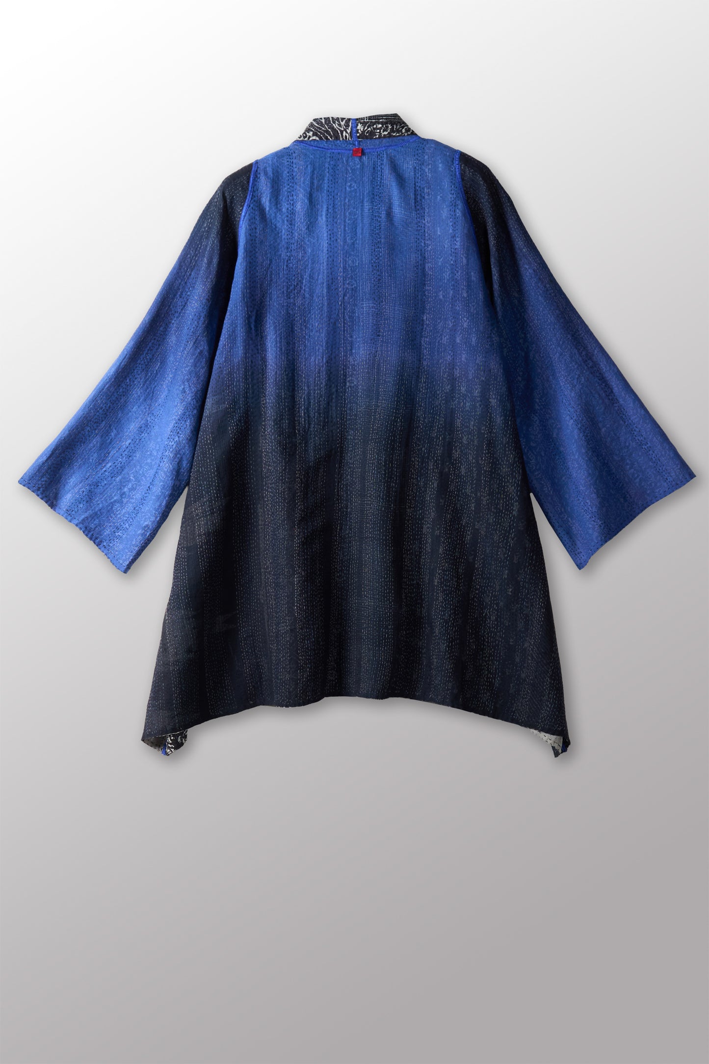 SILK COTTON OMBRE PRINT KANTHA A-LINE JKT - os2003-blk -