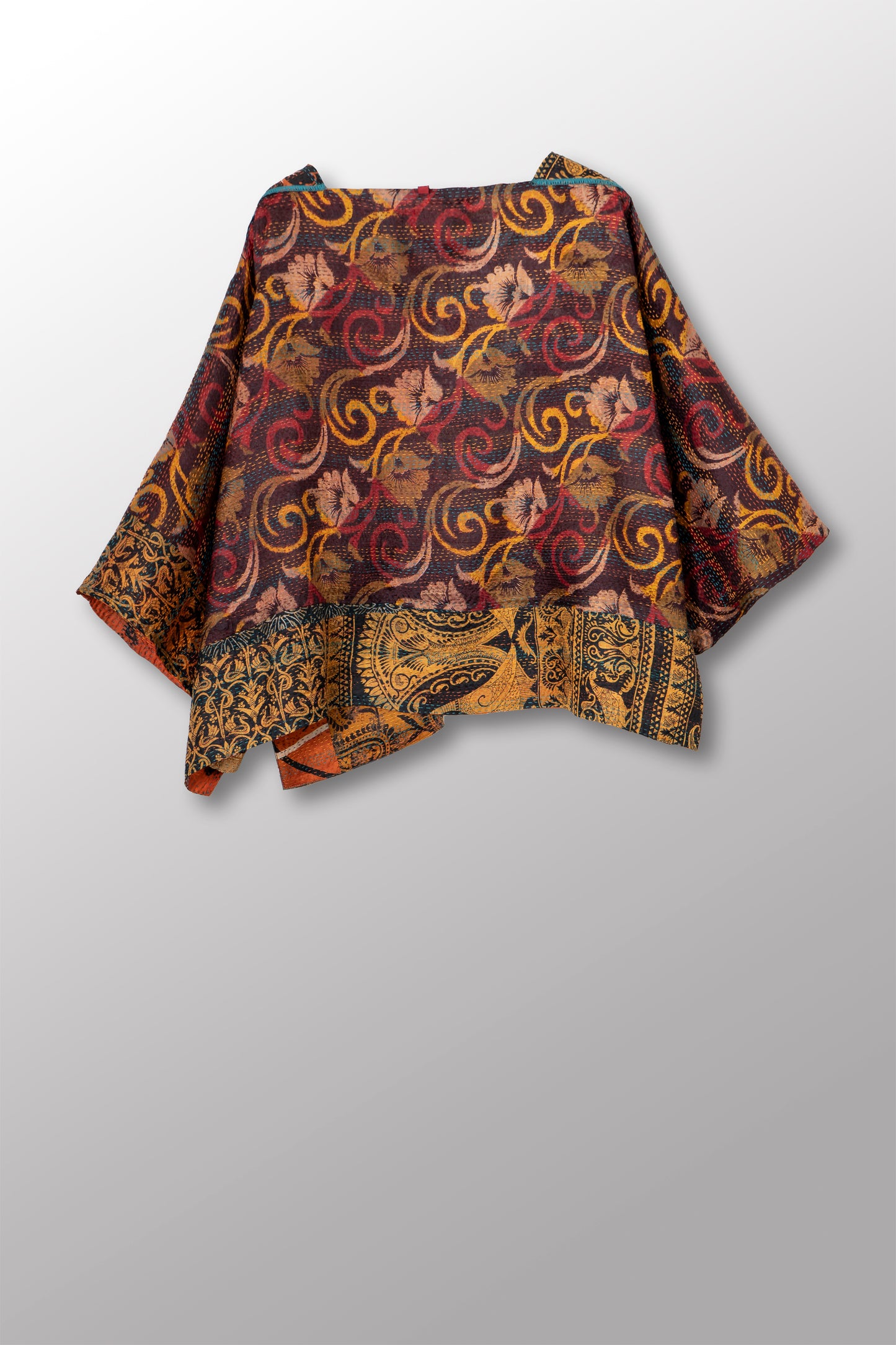 VINTAGE SILK KANTHA 3/4 SLV. CROP TOP MIO - sv2538-0013a -