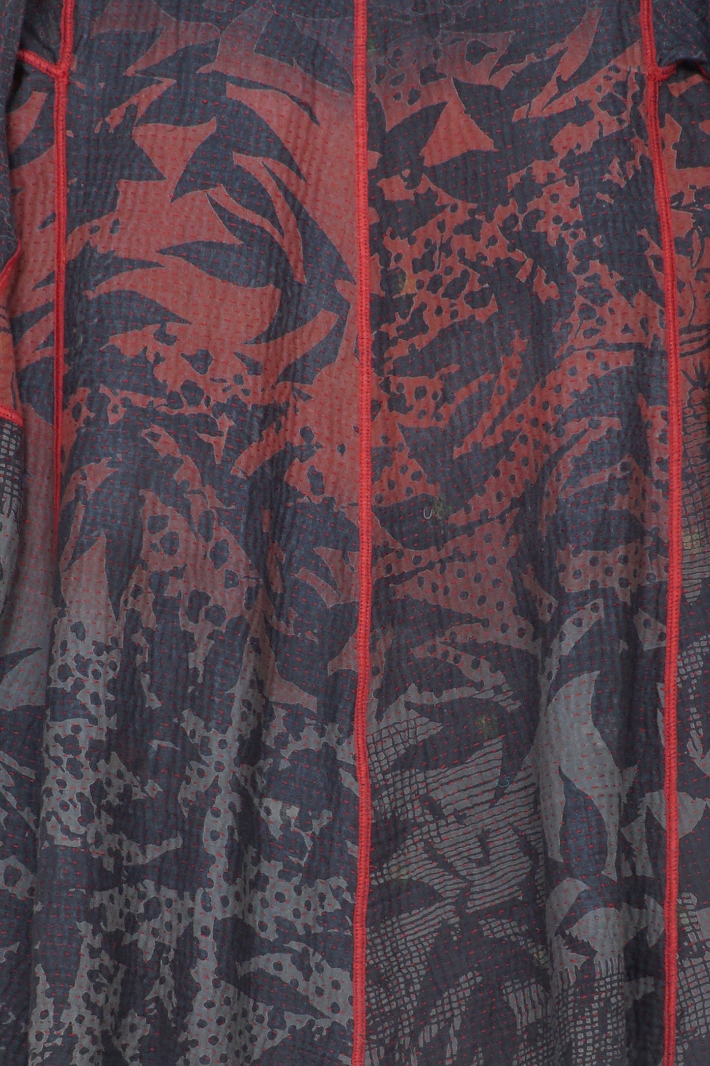 MONOTONE TWILIGHT PRINT KANTHA FLARE LONG JKT - tp4021-red -