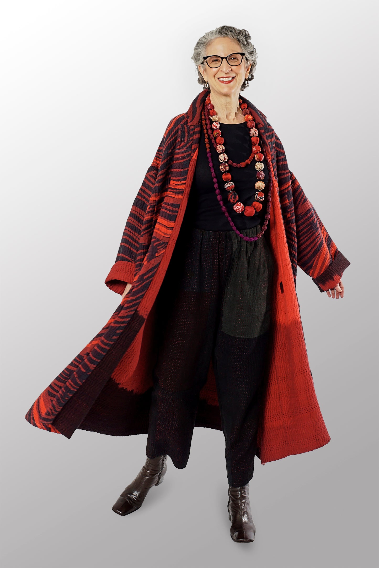 MAGMA AND OMBRE KANTHA NEW OVERSIZED COAT - mw5342-red -