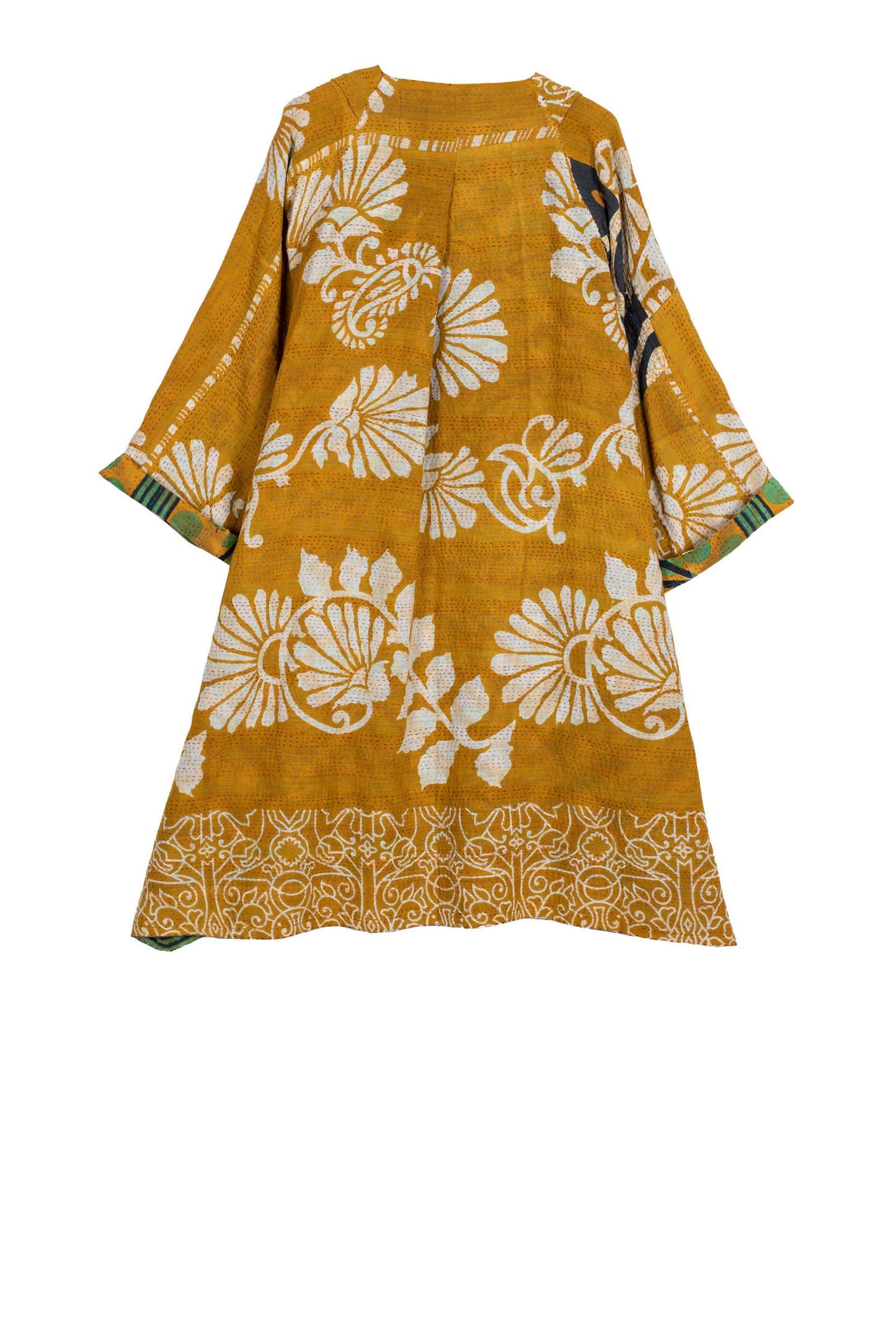 VINTAGE COTTON KANTHA KIMONO DUSTER - cv2317-0005a -