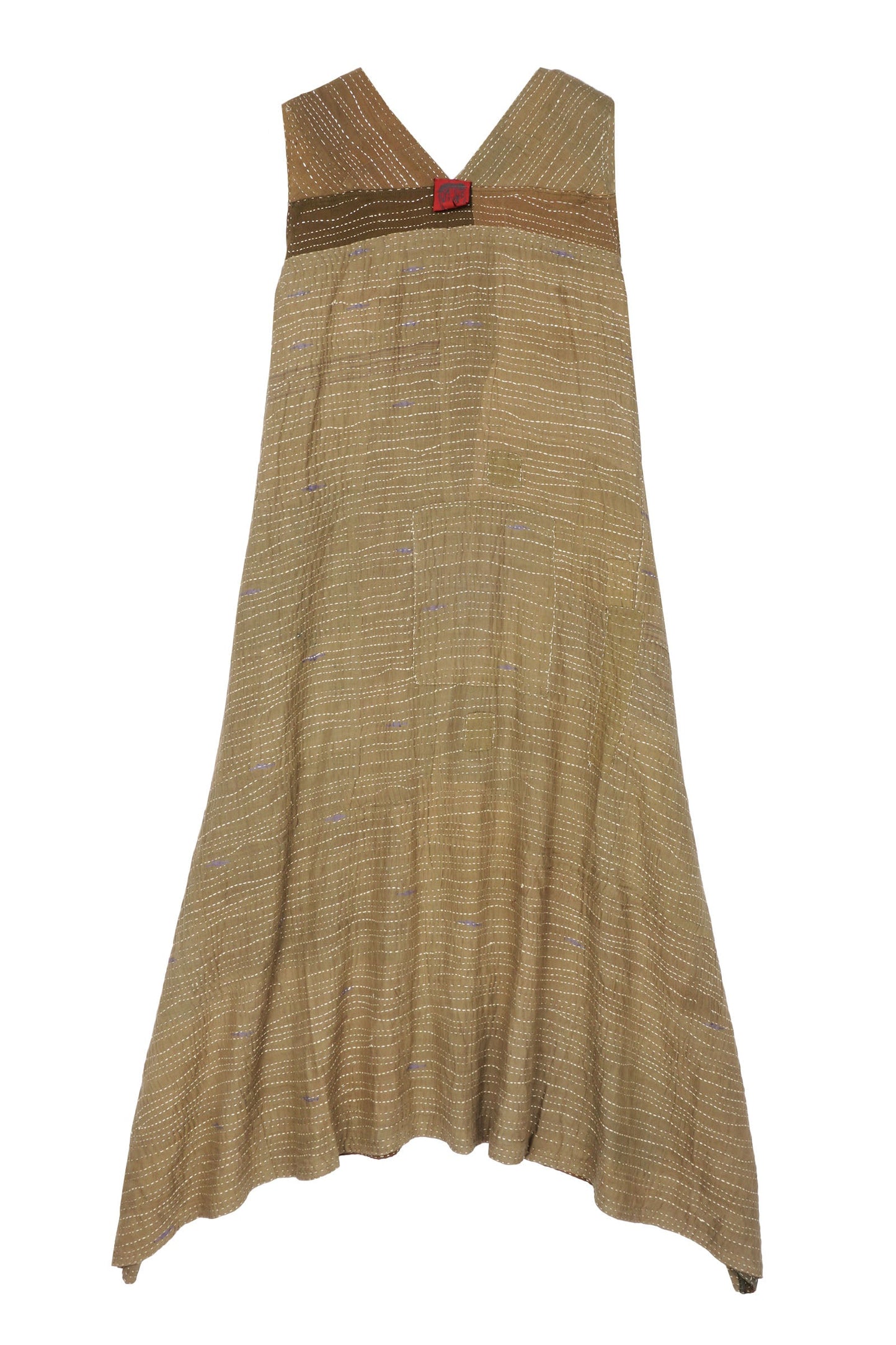 SOLID PATCH KANTHA TENT DRESS - ps2413-ntl -