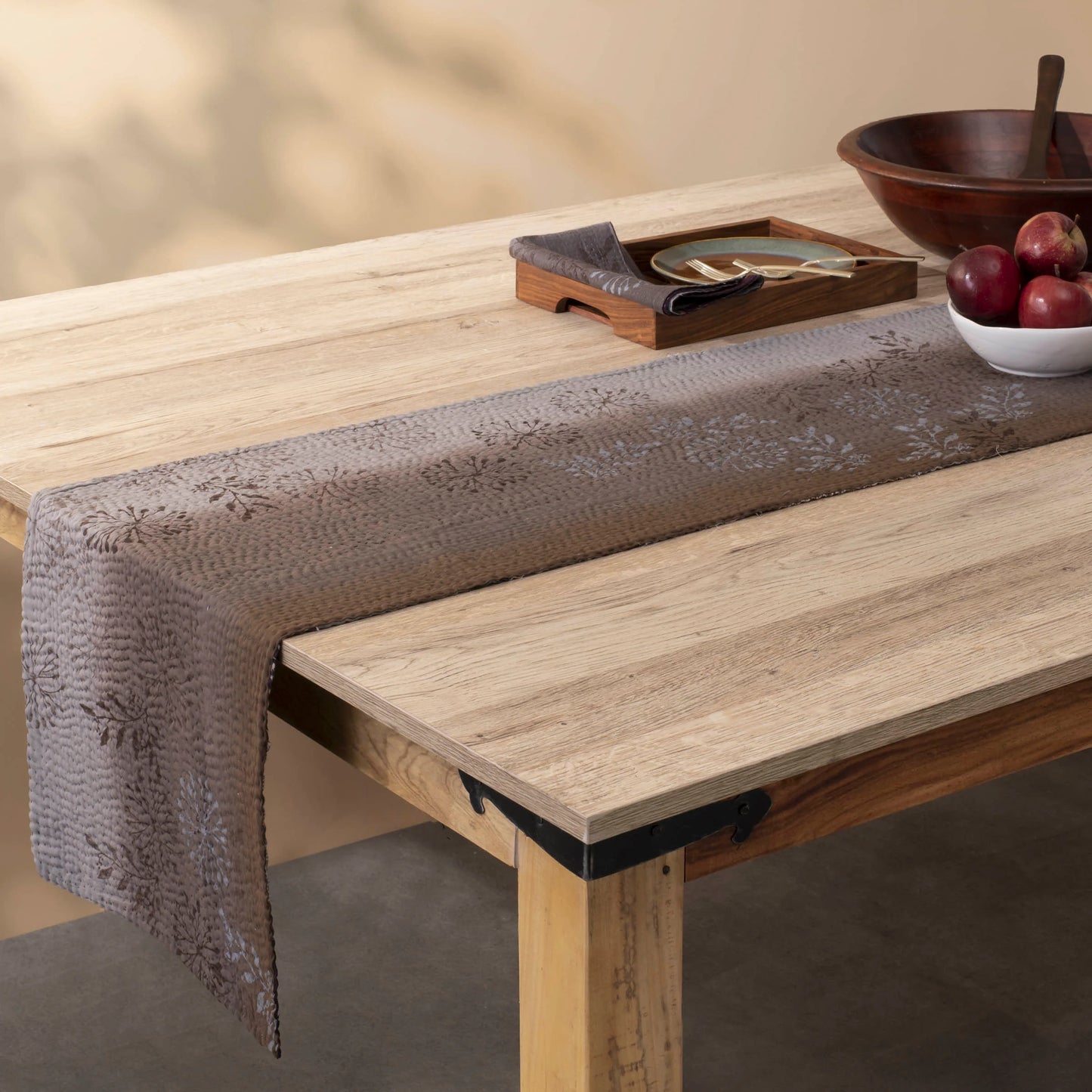 Ombre Patch Kantha Table Runner -Chocolate