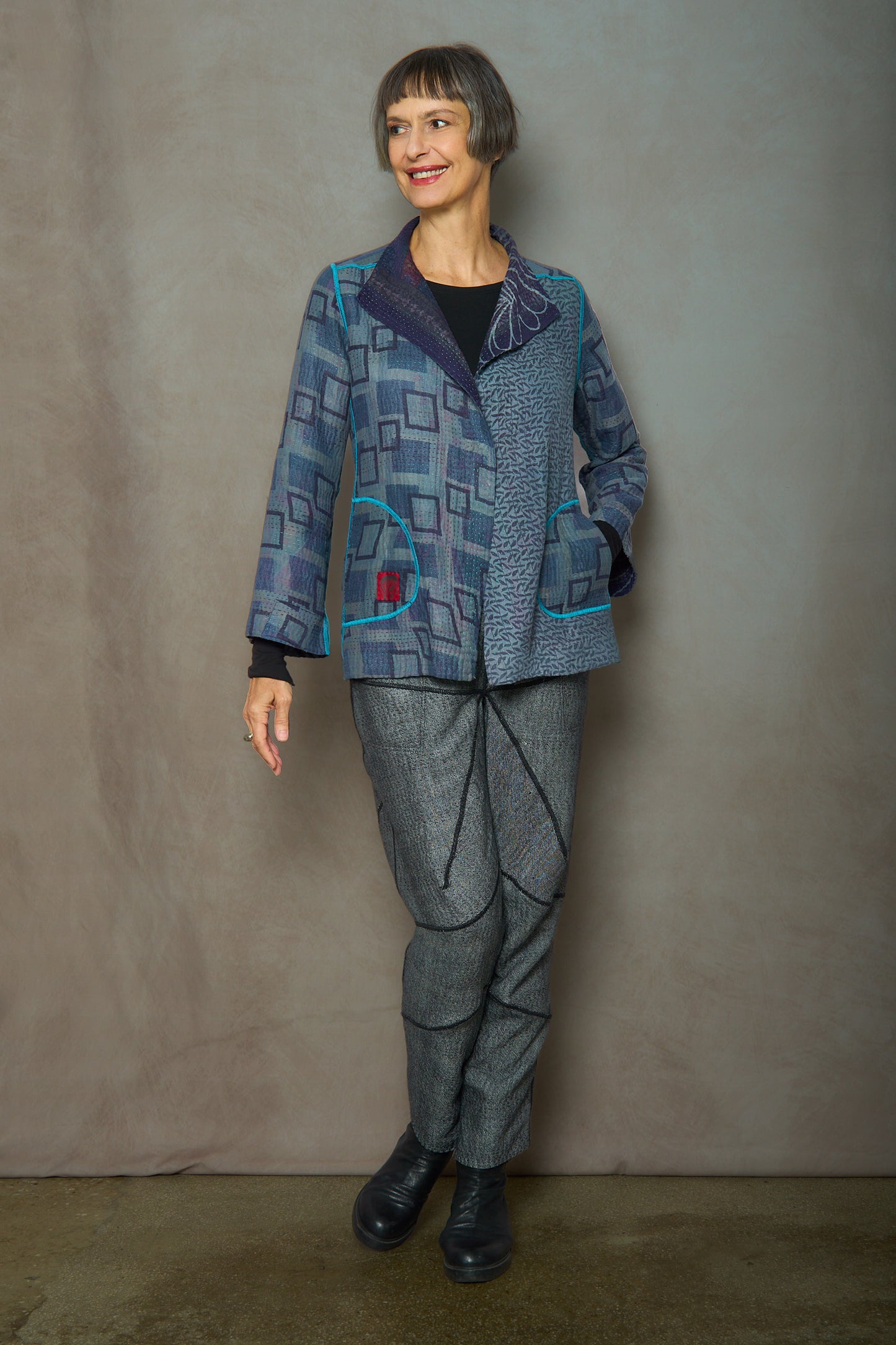 VINTAGE COTTON KANTHA SHORT JKT - cv4007-0335m -