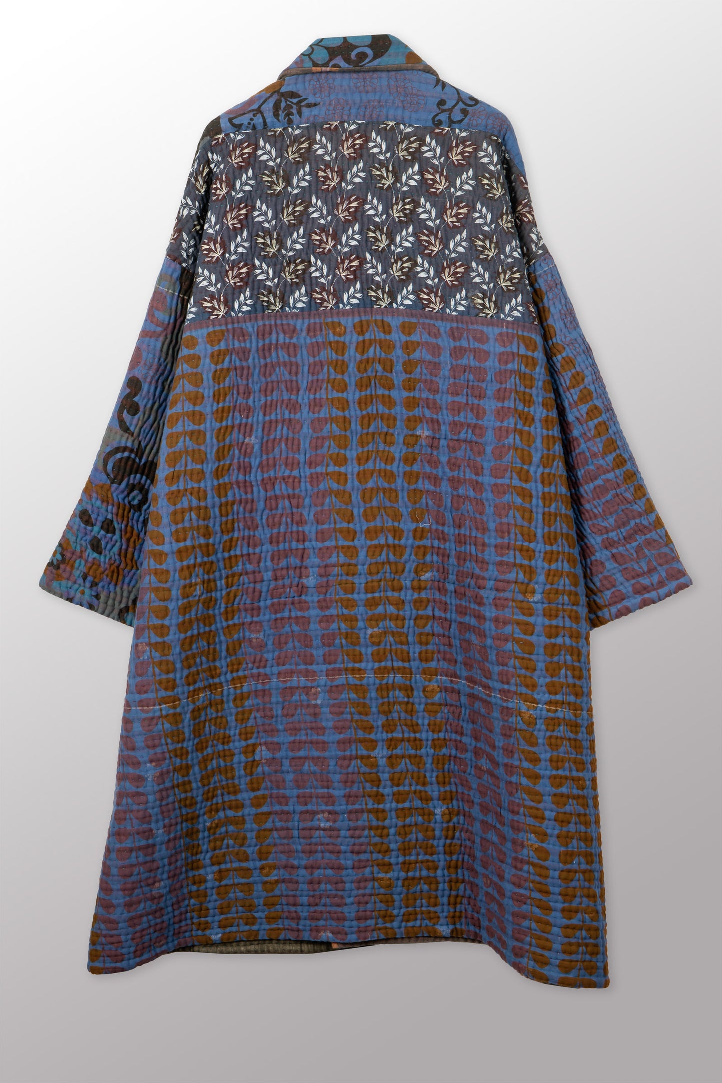 QUILTED OVERDYE COTTON KANTHA NEW OVERSIZED COAT - oq5342-cblu005a -