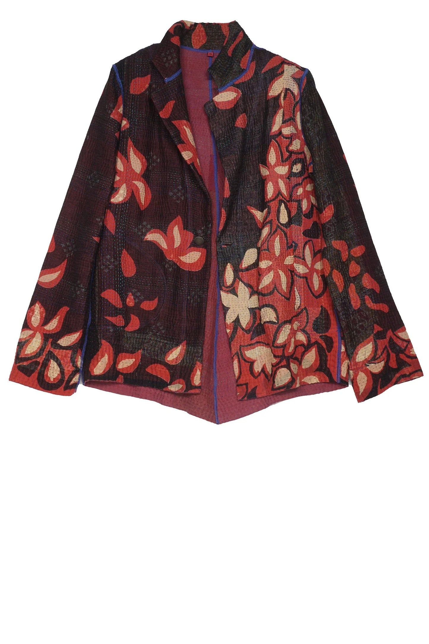 HOLIDAY FLOWER KANTHA SIMPLE JKT - hf4022-red -