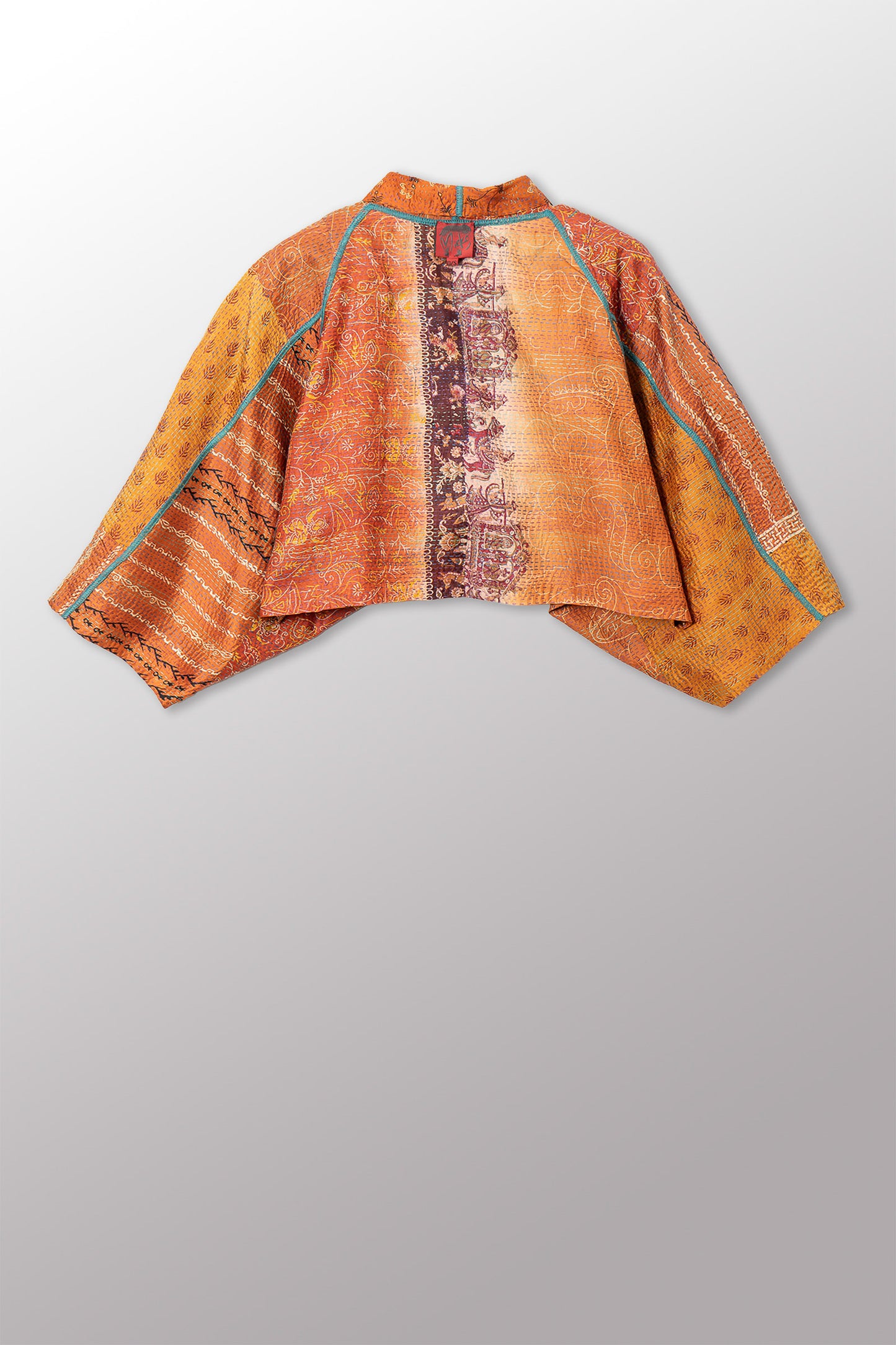 VINTAGE SILK KANTHA PUFF SLV. SHRUG - sv2062-0040a -