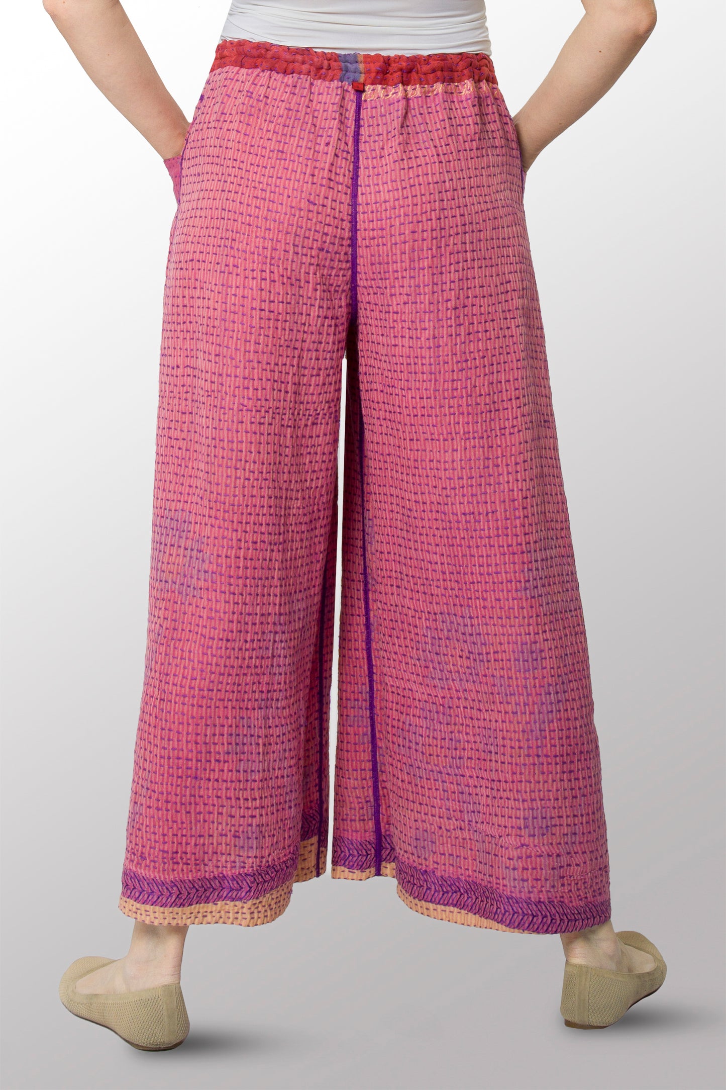 VINTAGE COTTON BBK KANTHA DRAW STRING PANTS - bb2647-0001s -