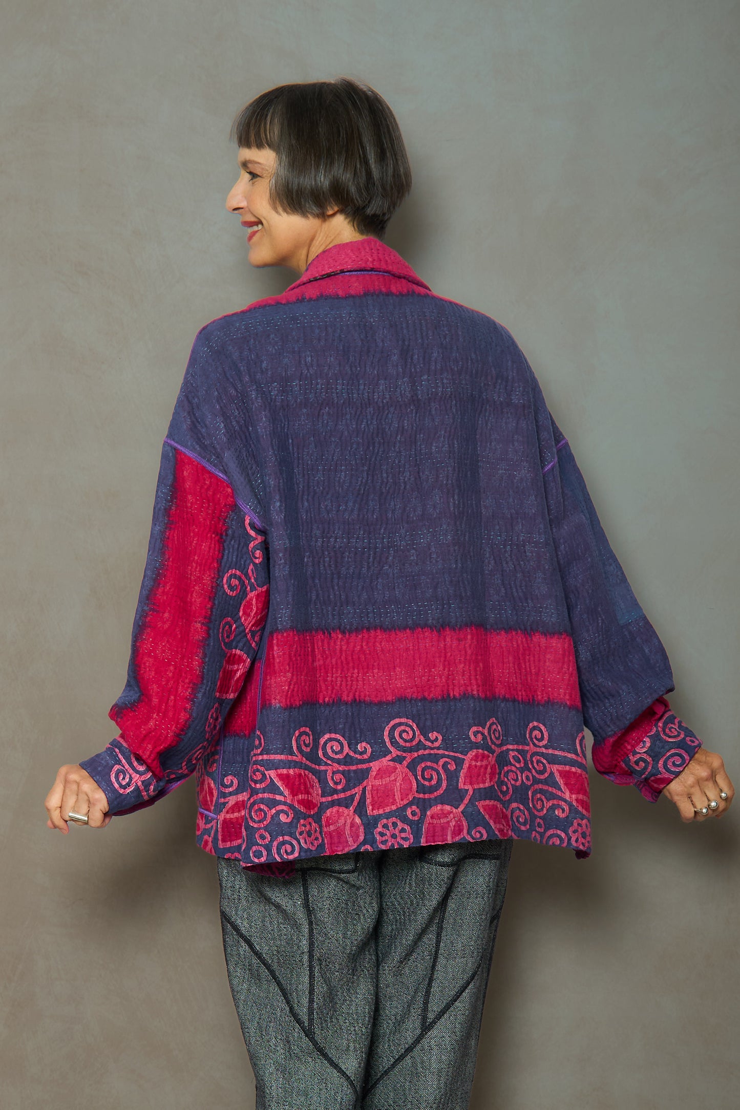 VINTAGE COTTON KANTHA RELAXED SHIRT JACKET - cv4j105-0001m -