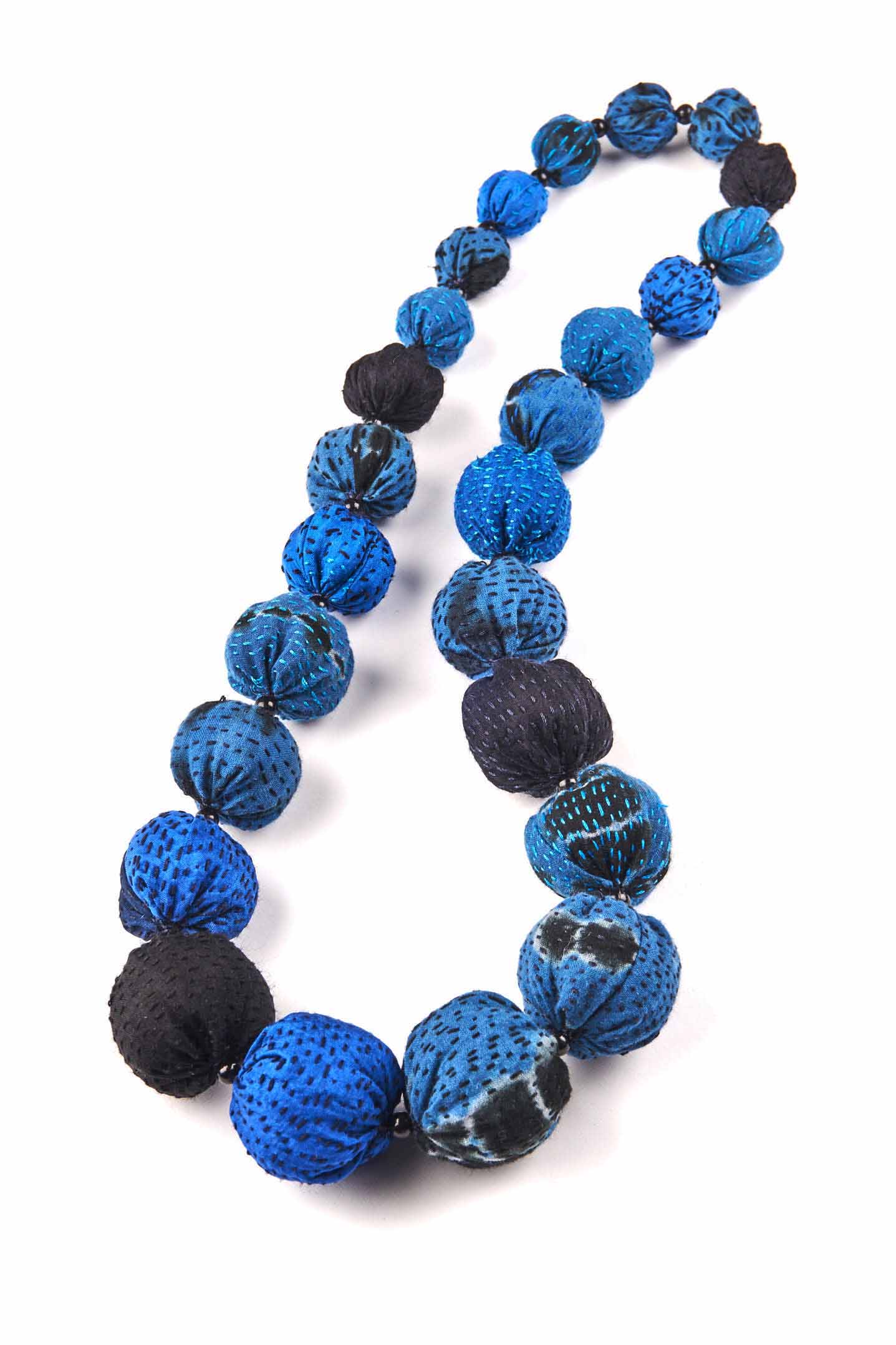 SERPENT PRINT KANTHA NUTS MEDIUM NECKLACE - sp2701-blu -
