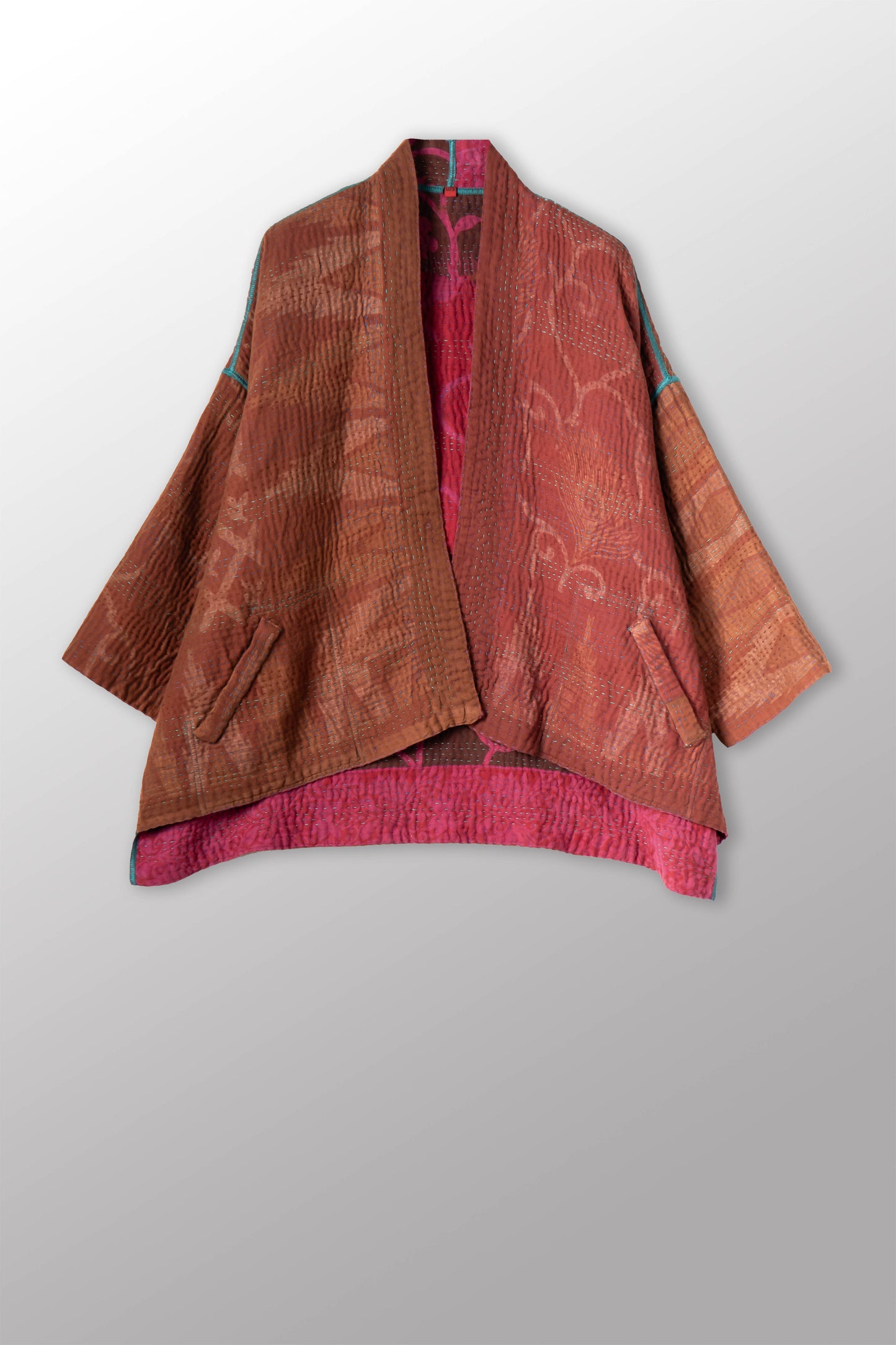 COTTON OVERDYE KANTHA MINI KIMONO JKT - ov4055-cpik001a -