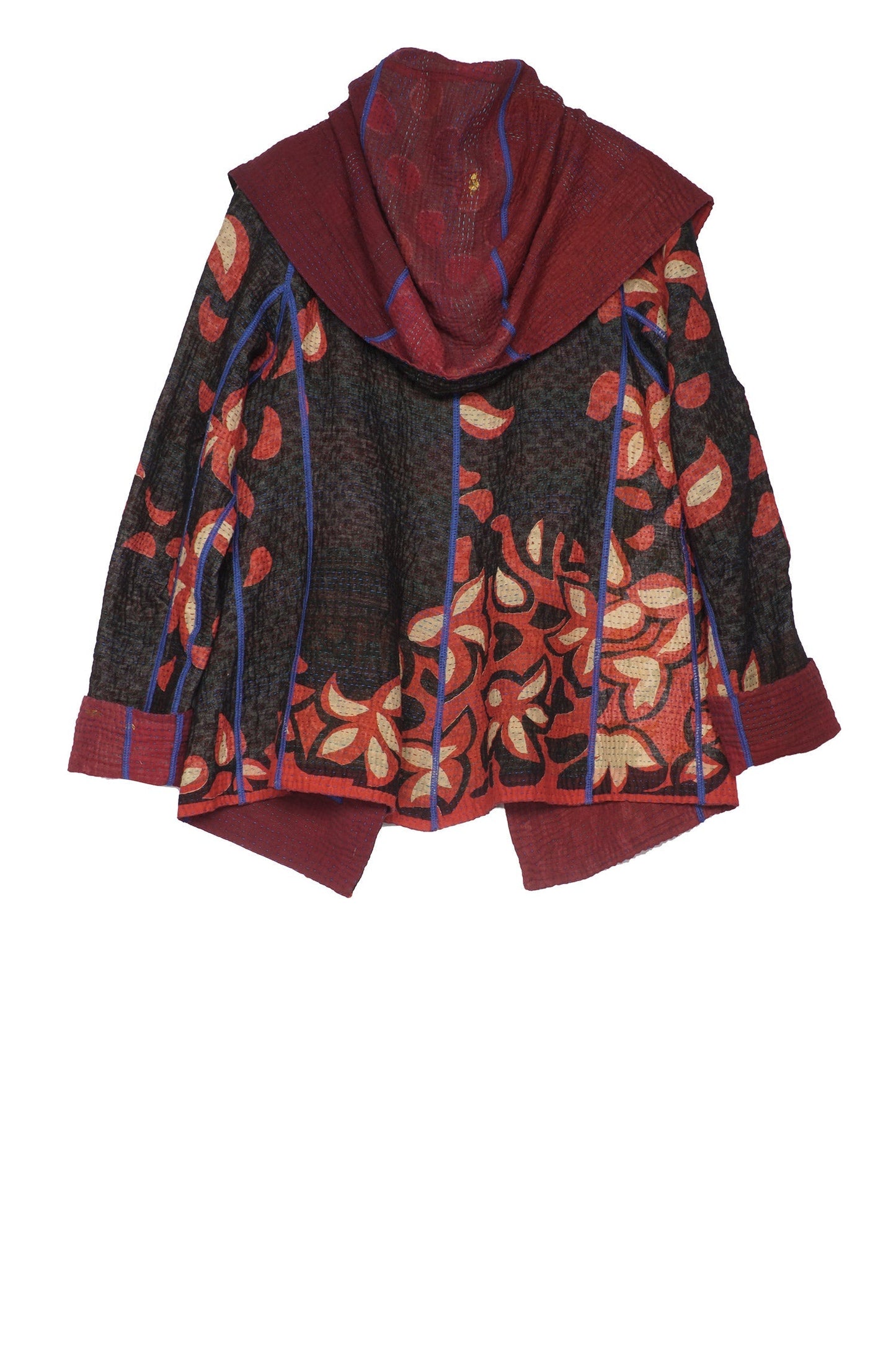 HOLIDAY FLOWER KANTHA HOODIE JKT - hf4036-red -