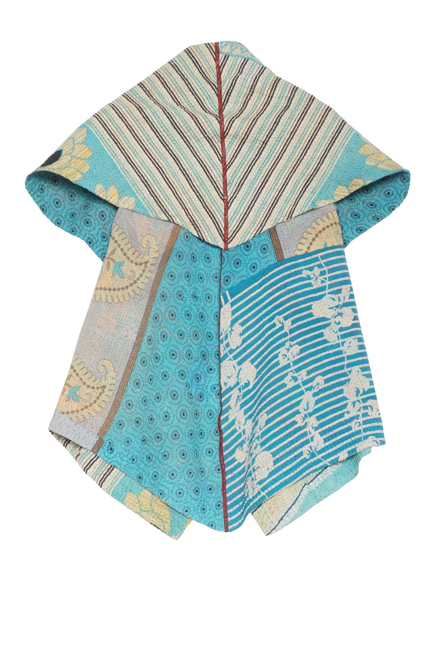 VINTAGE COTTON KANTHA CIRCULAR SHORT VEST - cv4202-0004a -