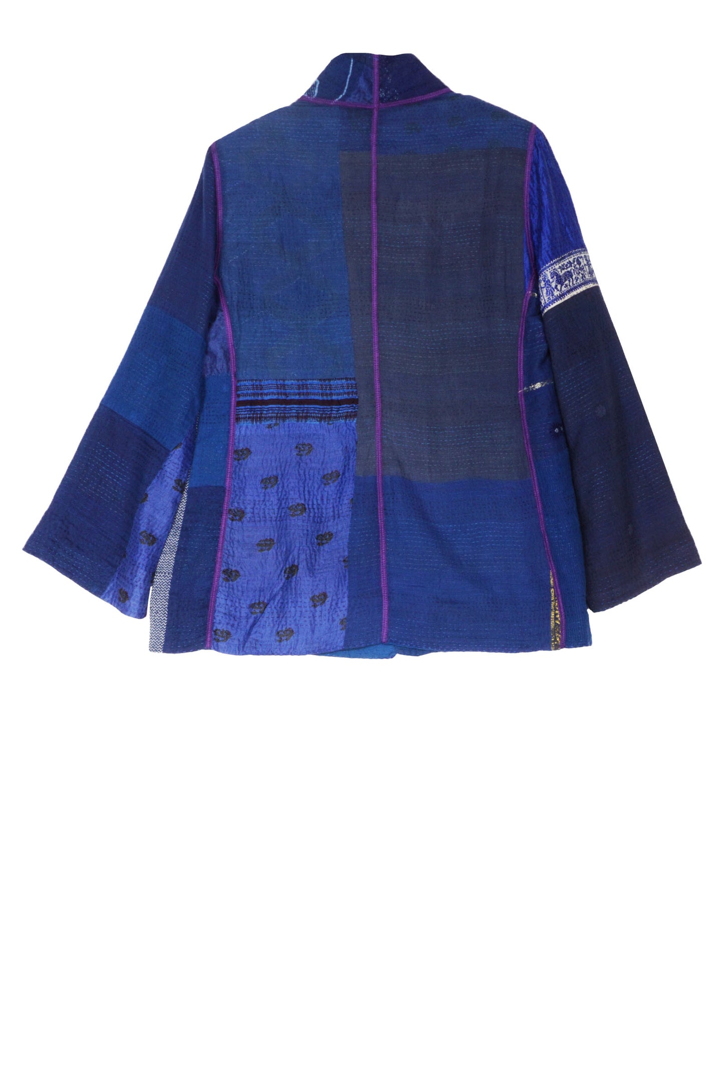 COTTON SILK SW PATCH KANTHA SHORT JKT - ws2007-blu -