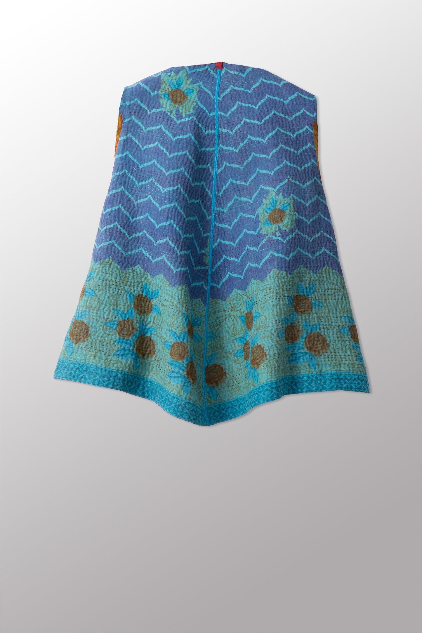 VINTAGE COTTON KANTHA BELL SHAPE SHORT VEST - cv4227-0007a -