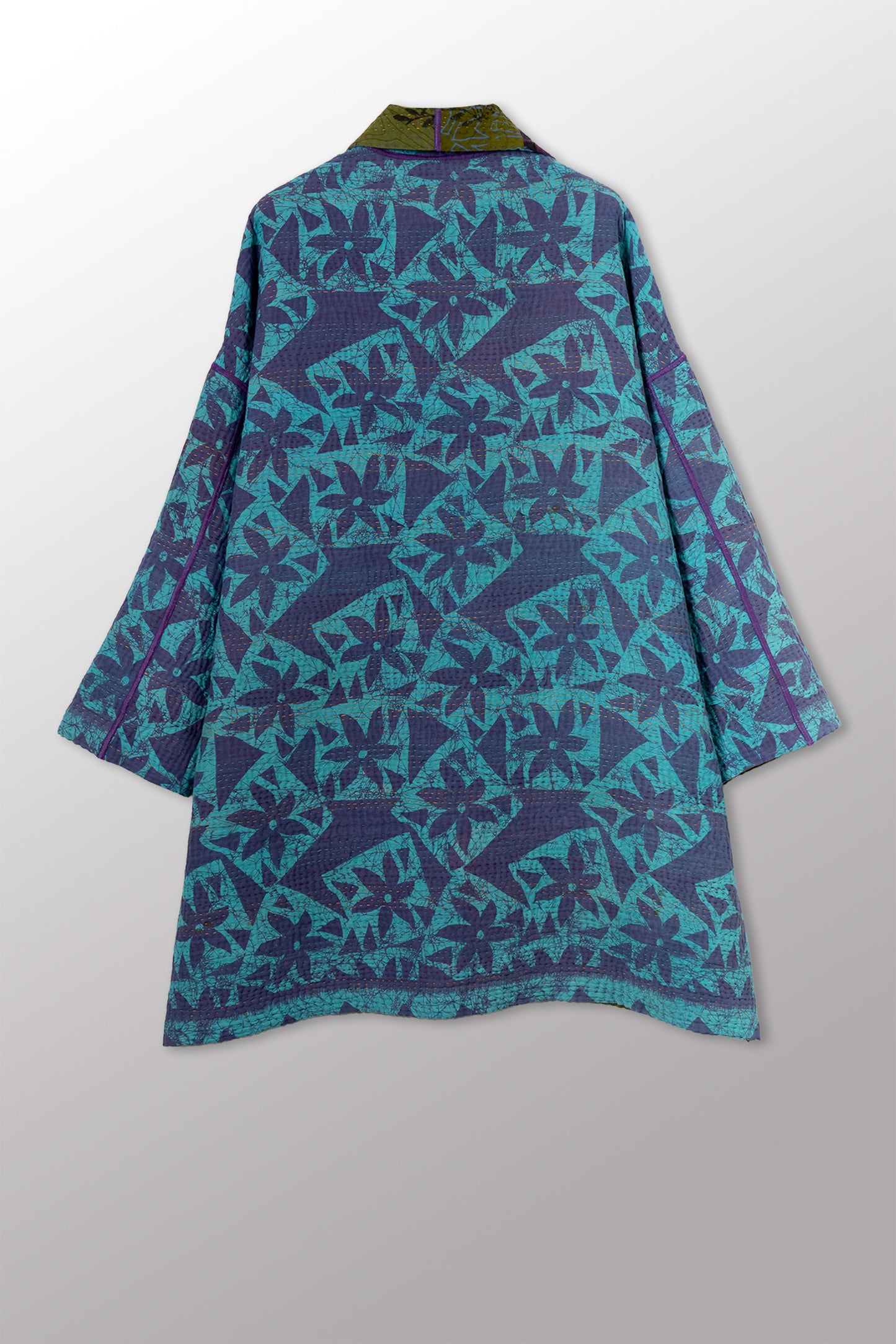 COTTON OVERDYE KANTHA HAORI JACKET - ov4068-ctuq003a -
