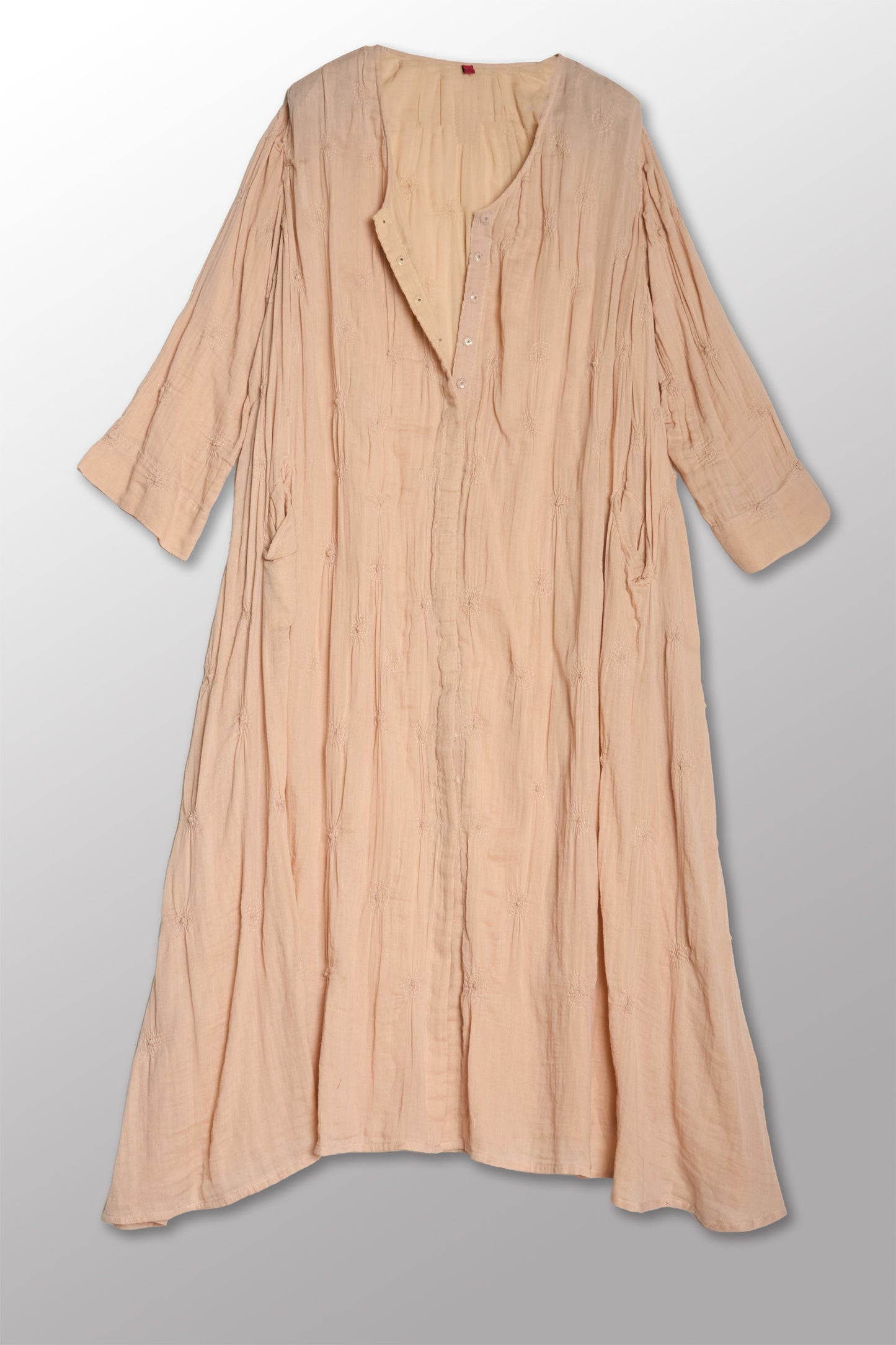 GAUZE SHIBORI GARMENT KANTHA A-LINE DRESS - bl-gg2460-pik -