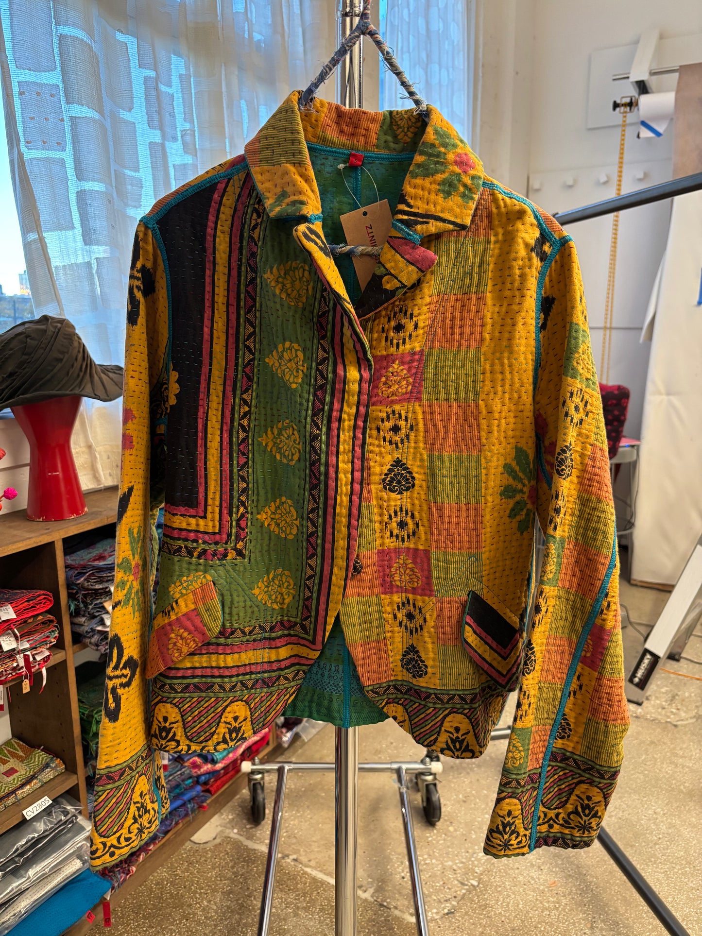 COTTON OVERDYE KANTHA CROPPED BASIC JACKET - ov4096-ctel001s -