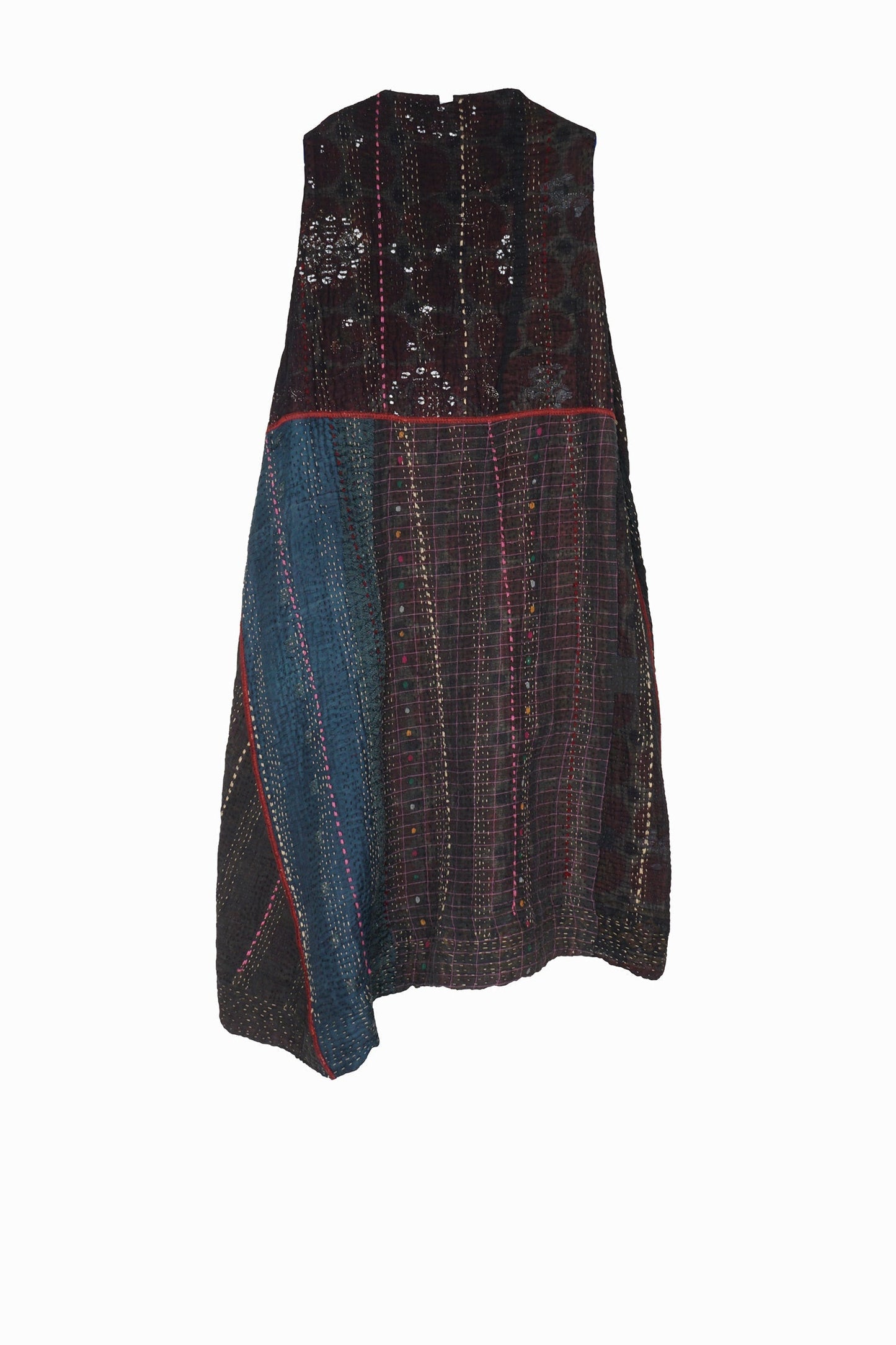 STRIPE RALLIS KANTHA WRAP VEST - pr4213-blk -