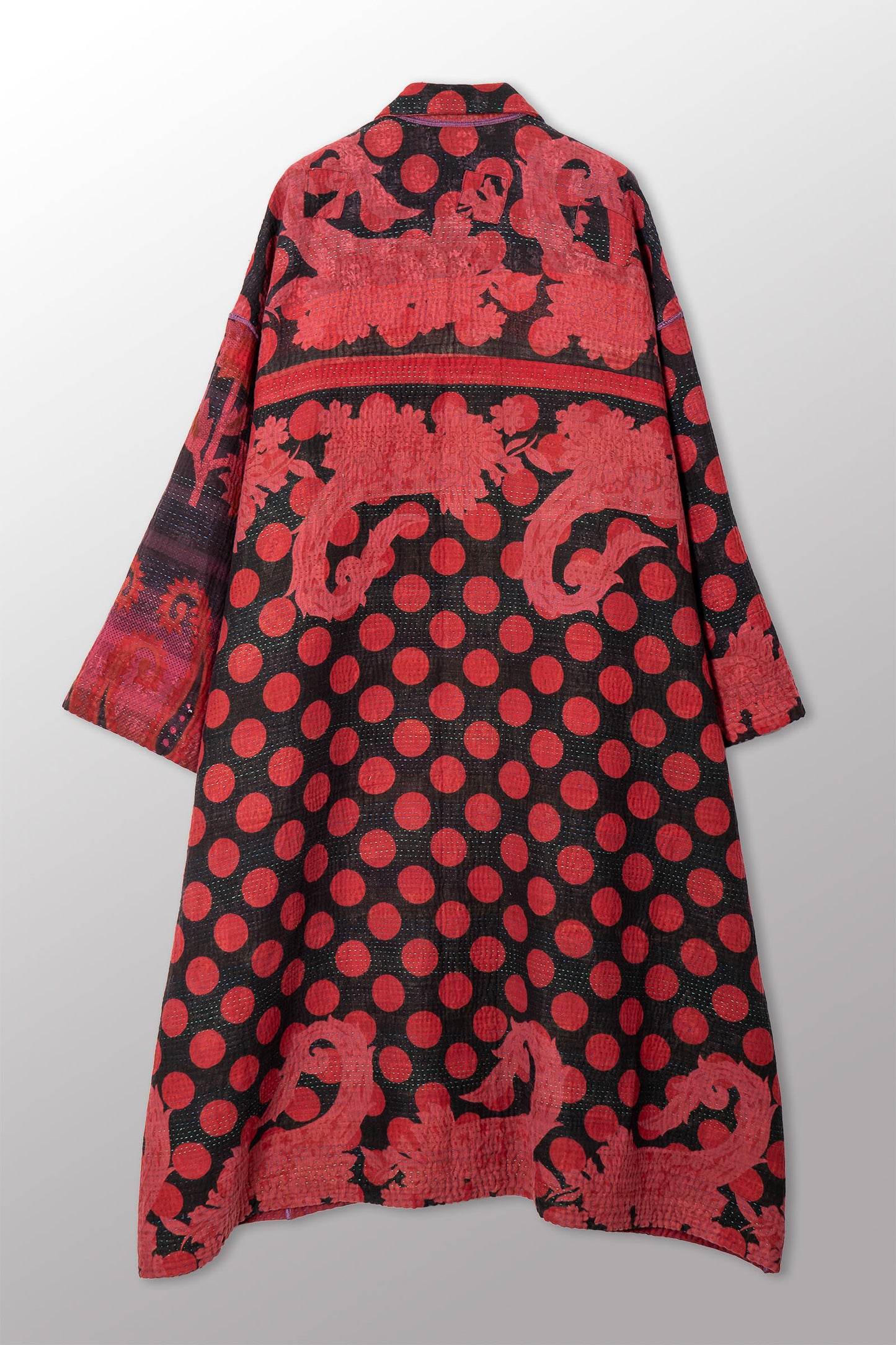 COTTON OVERDYE KANTHA OVERSIZED COAT - ov4326-cred001a -